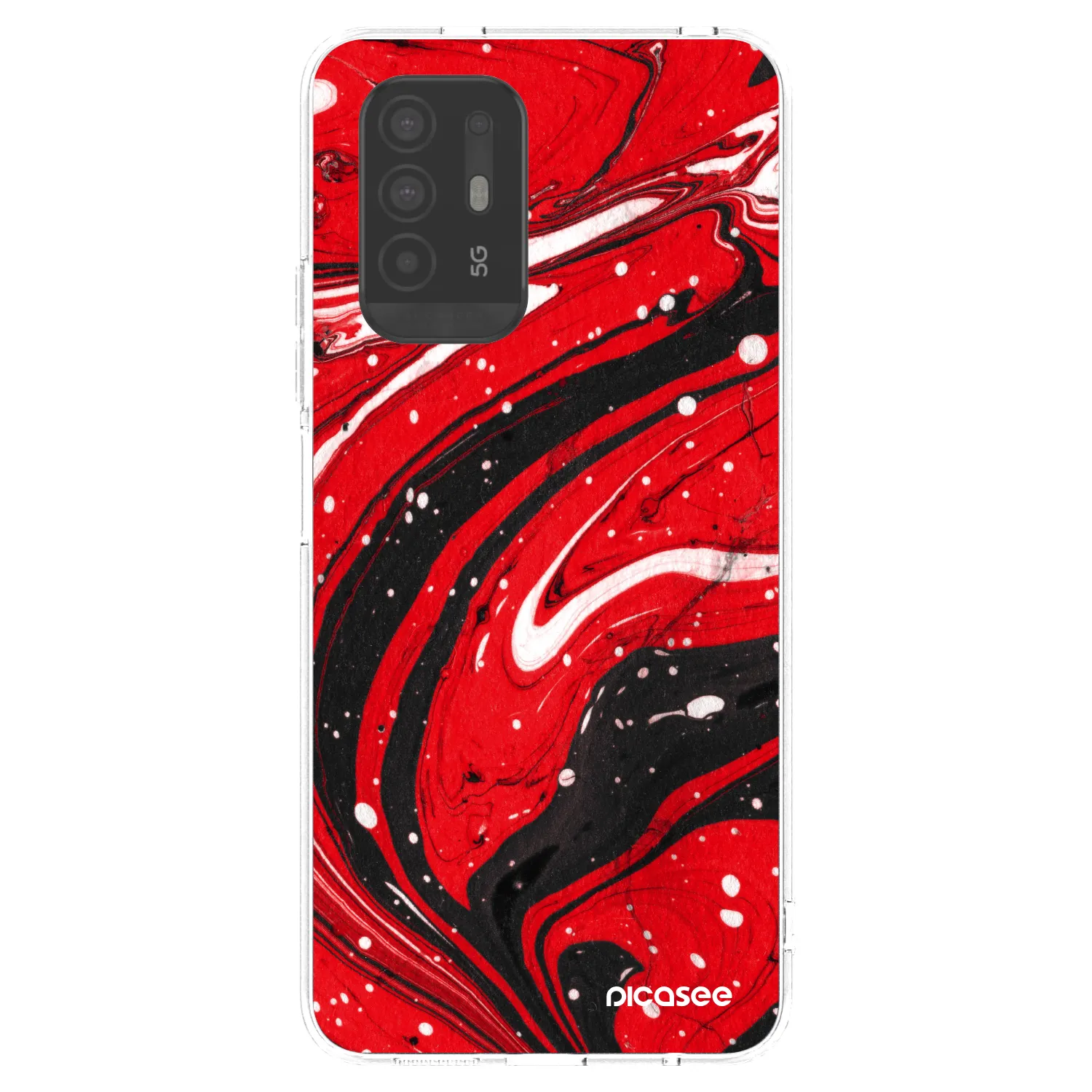 Picasee silikonowe przeźroczyste etui na OPPO A94 5G - Red black