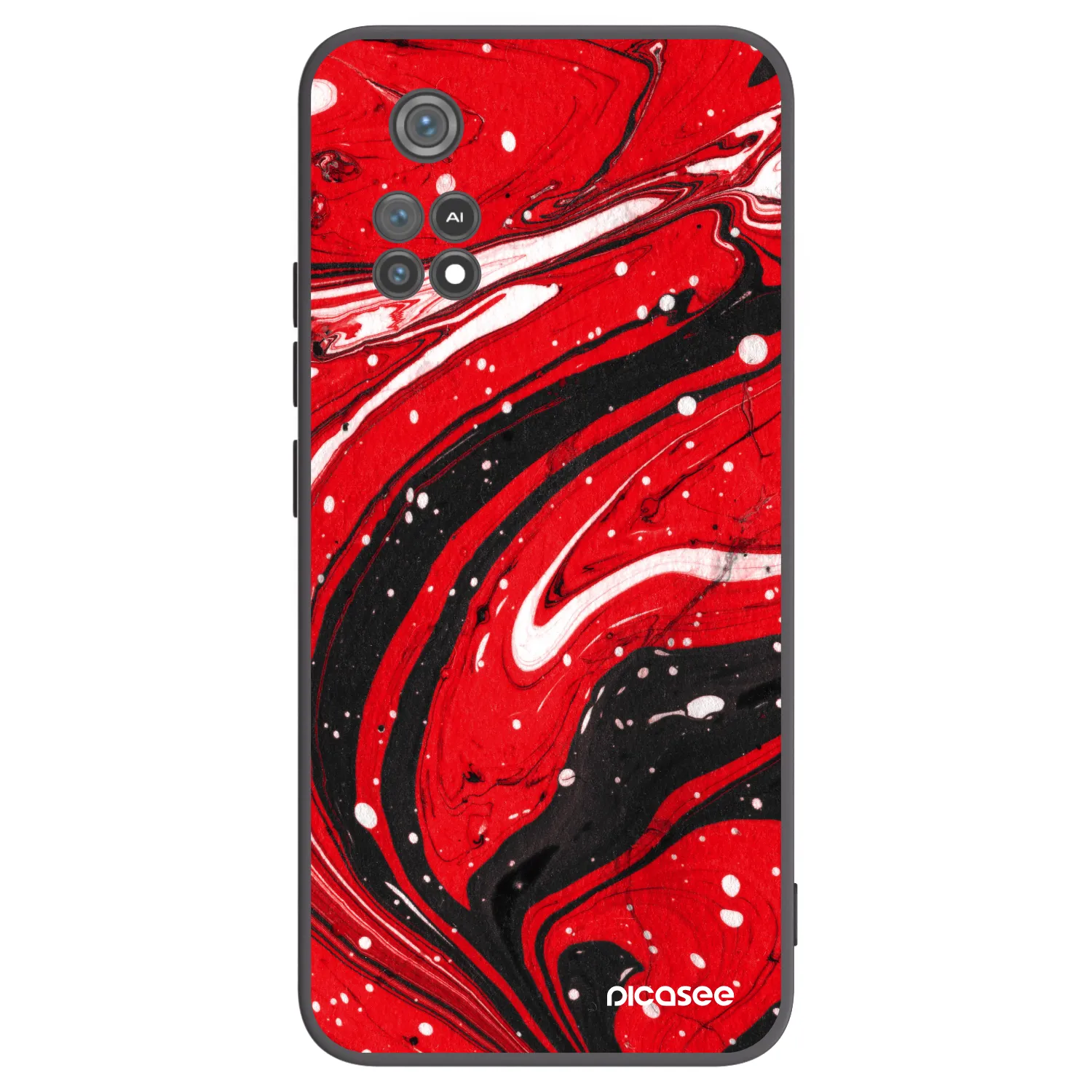 Picasee silikonowe czarne etui na Xiaomi Poco M4 Pro - Red black