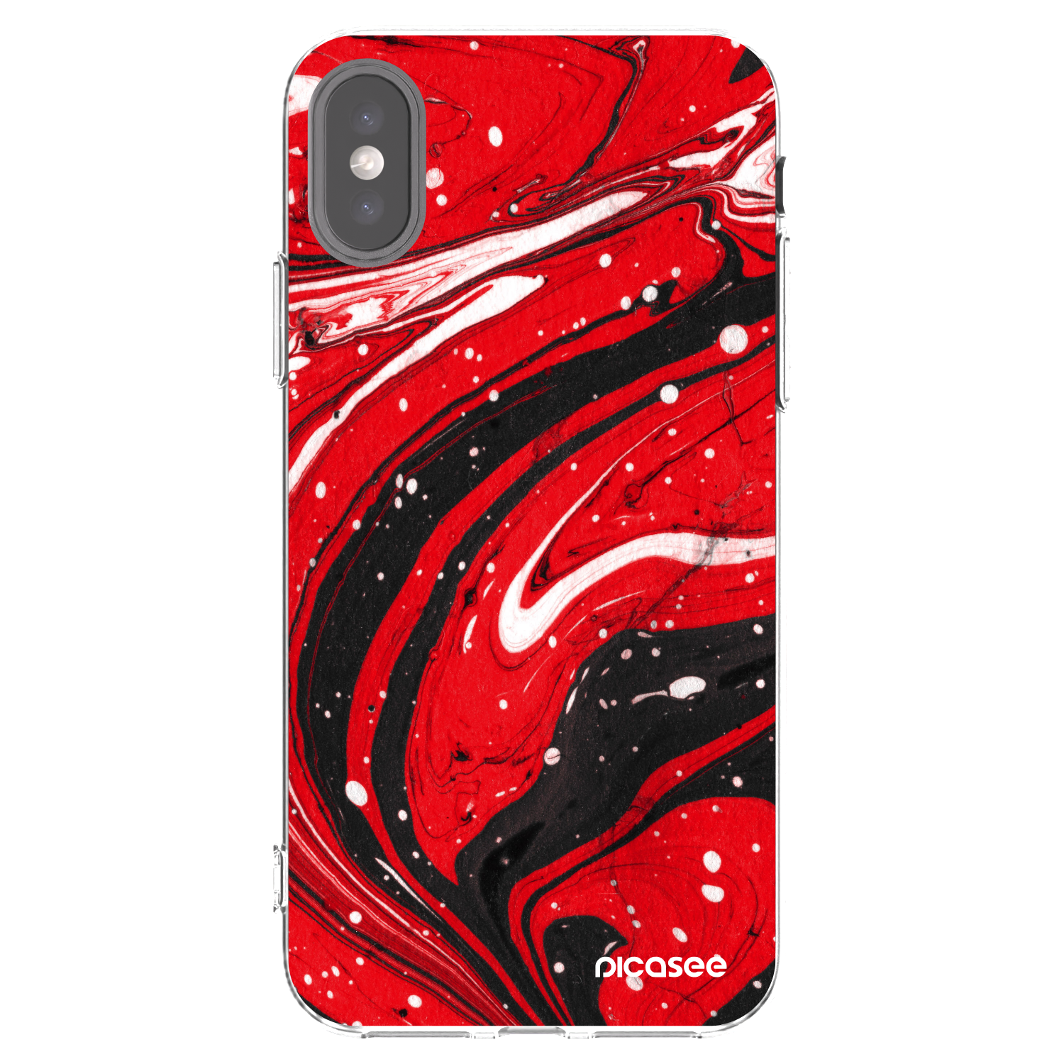 Picasee silikonowe przeźroczyste etui na Apple iPhone X/XS - Red black
