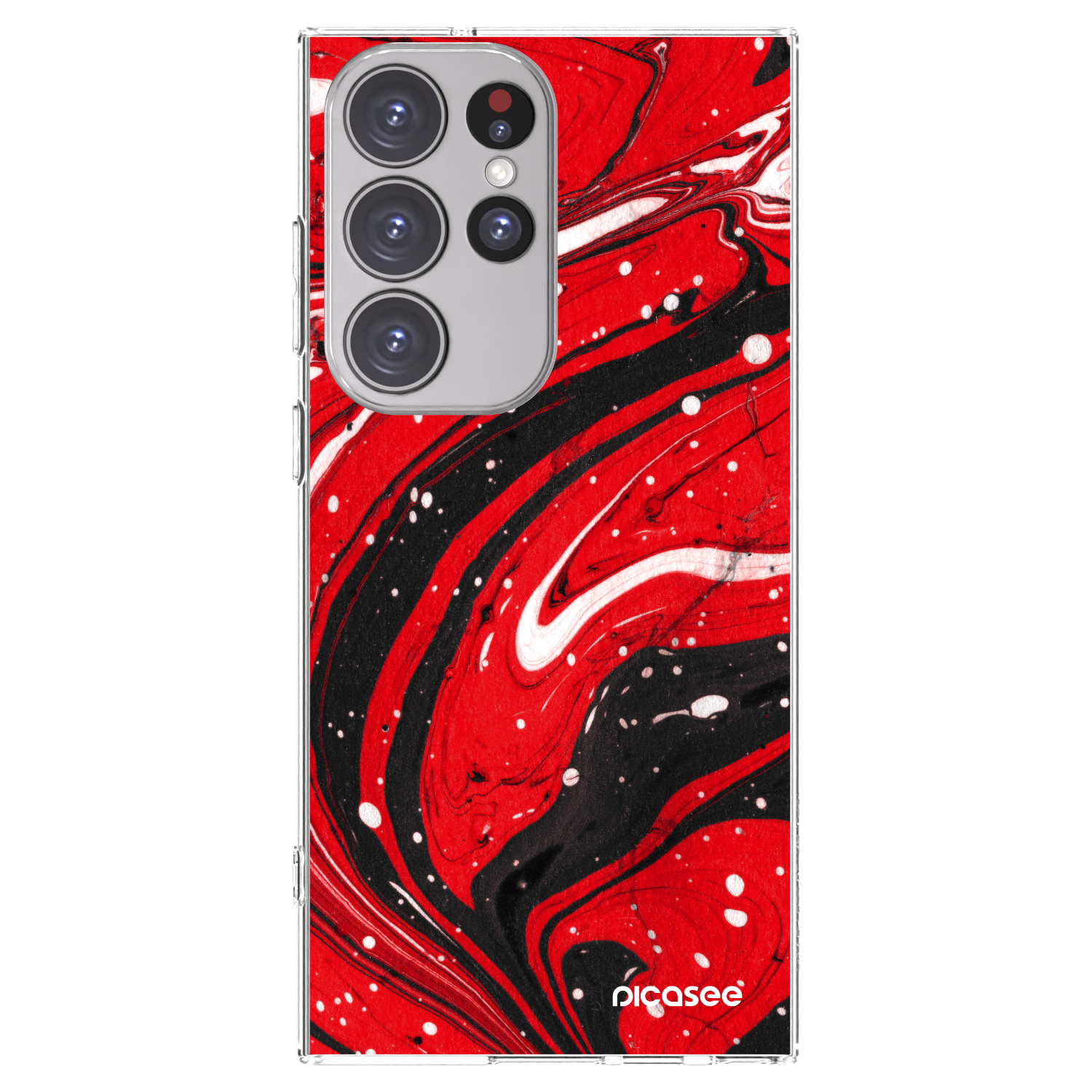 Picasee silikonowe przeźroczyste etui na Samsung Galaxy S23 Ultra 5G - Red black
