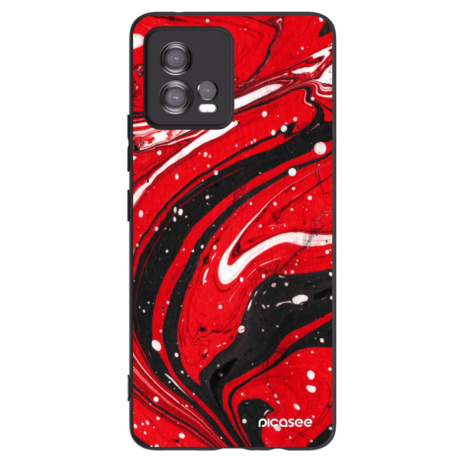 Picasee silikonowe czarne etui na Motorola Moto G72 - Red black