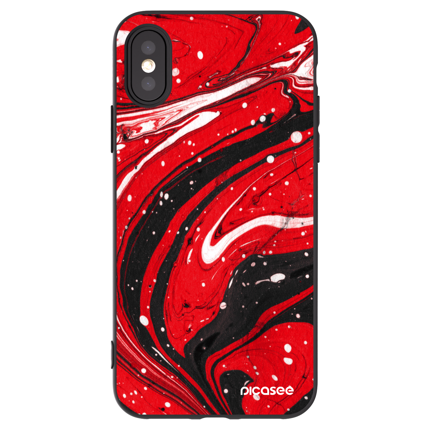 Picasee silikonowe czarne etui na Apple iPhone X/XS - Red black