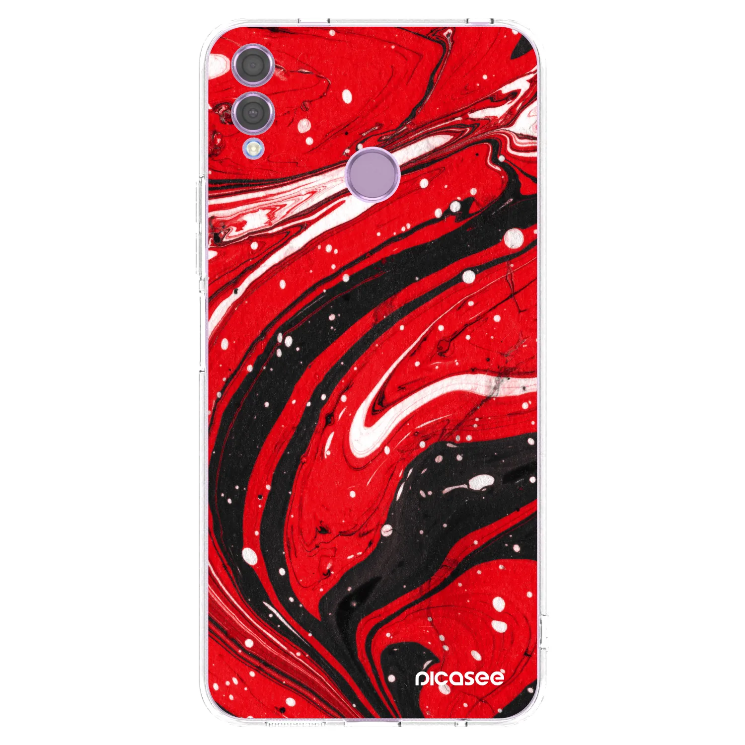 Picasee silikonowe przeźroczyste etui na Honor 8X - Red black