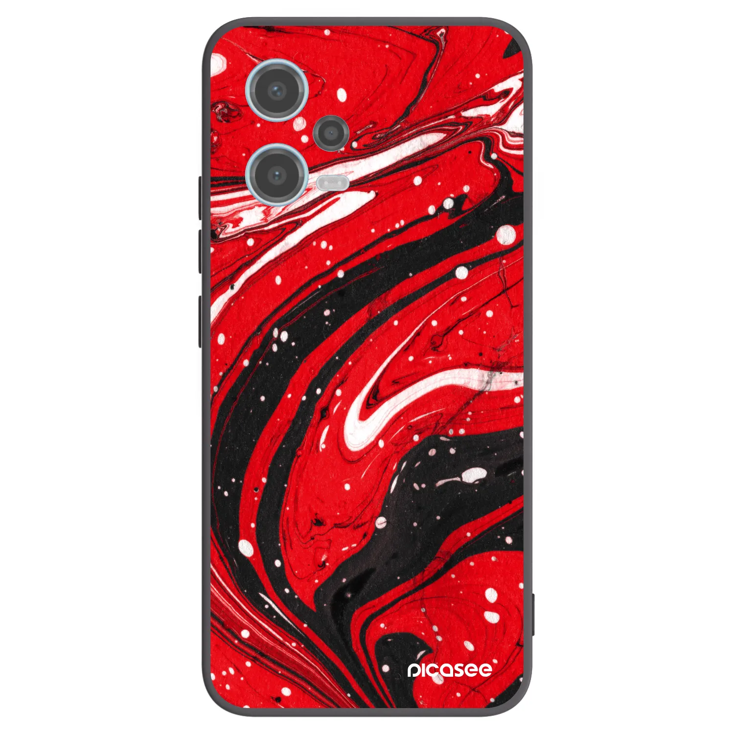 Picasee silikonowe czarne etui na Xiaomi Redmi Note 12 5G - Red black