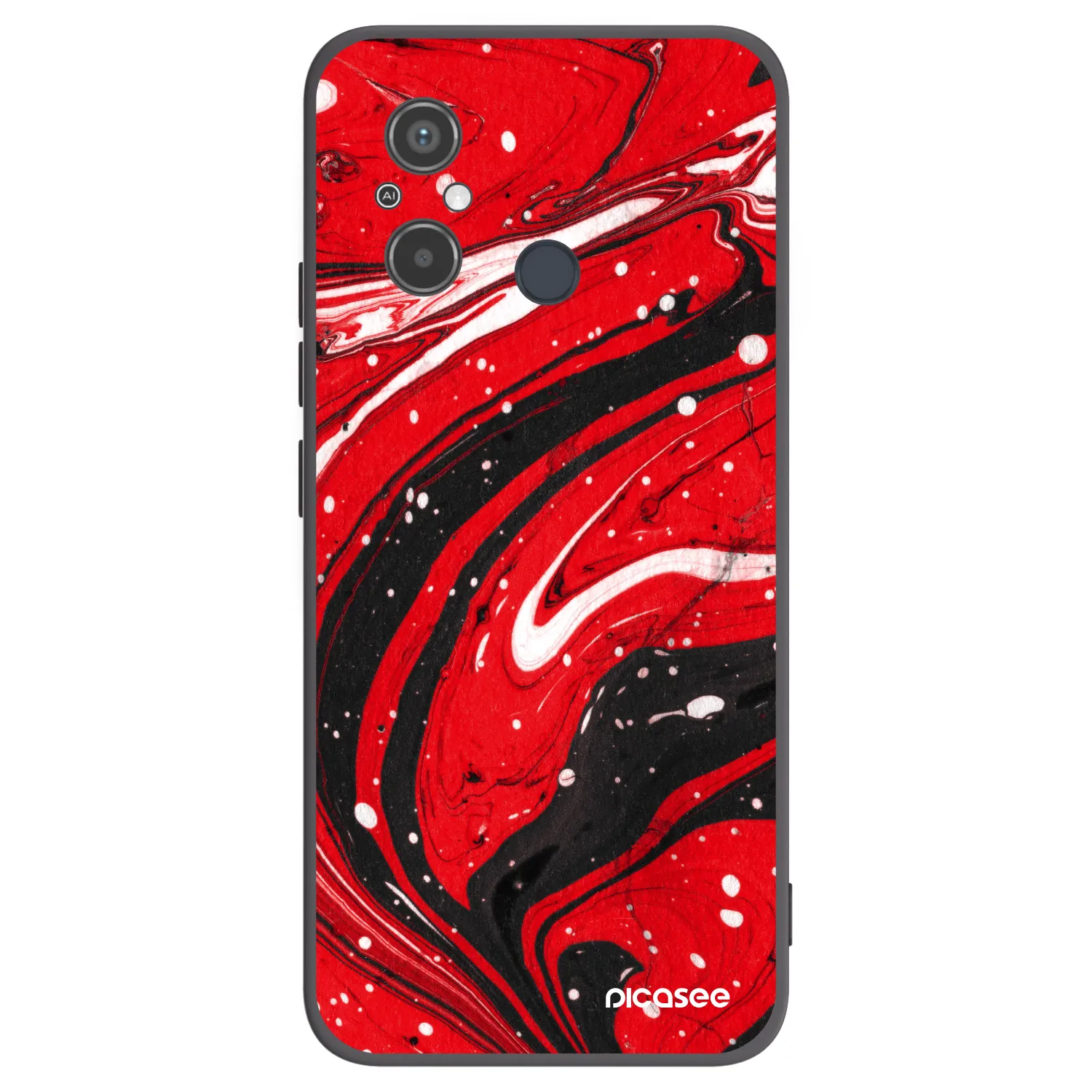 Picasee silikonowe czarne etui na Xiaomi Redmi 12C - Red black