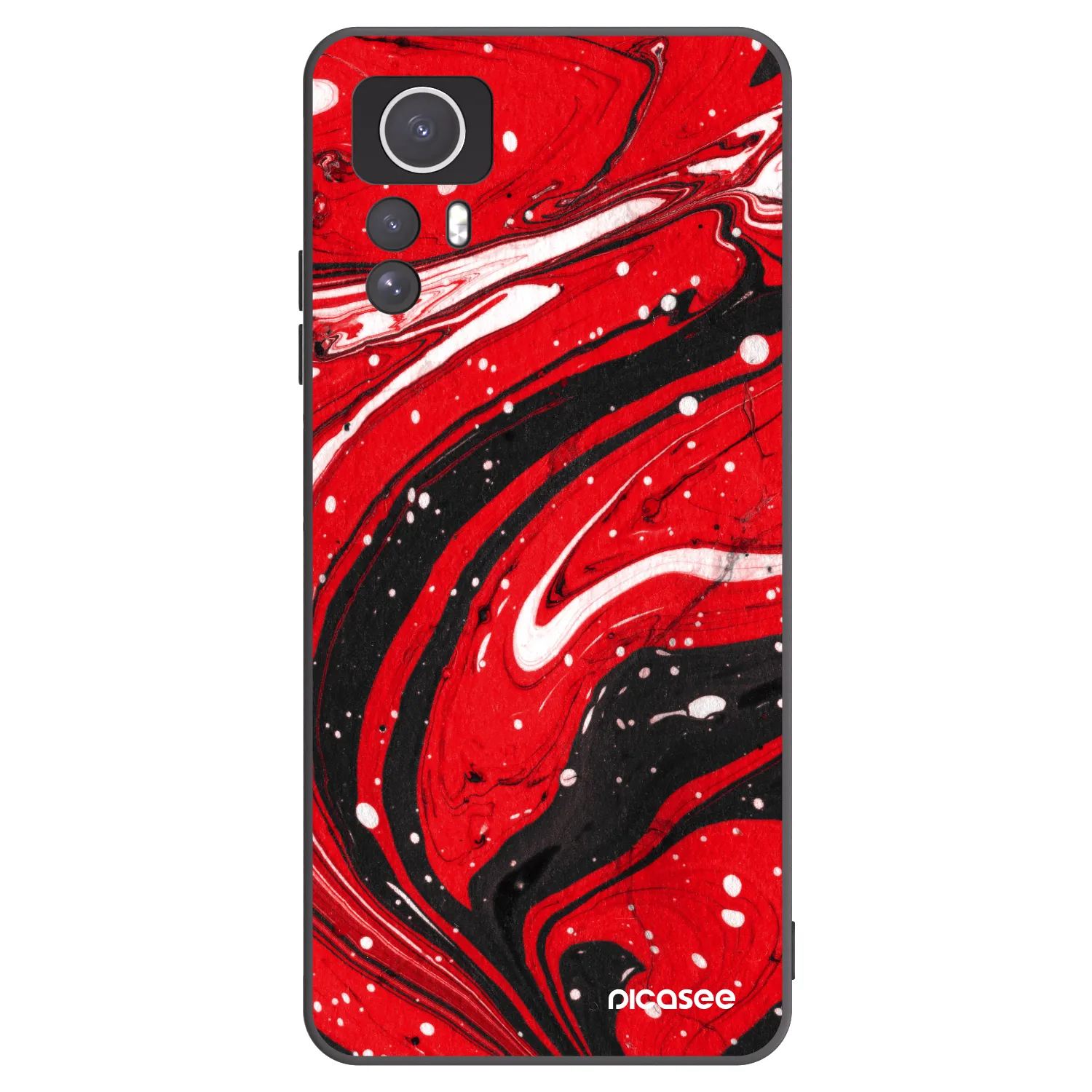 Picasee silikonowe czarne etui na Xiaomi Redmi Note 12S - Red black