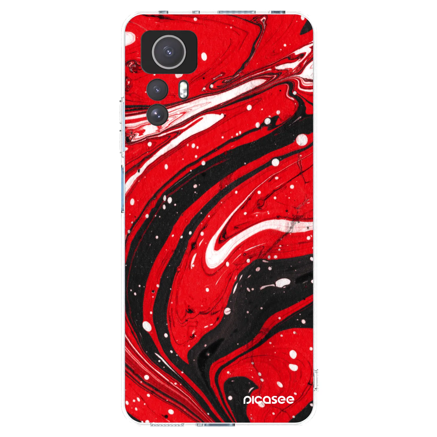 Picasee silikonowe przeźroczyste etui na Xiaomi Redmi Note 12S - Red black