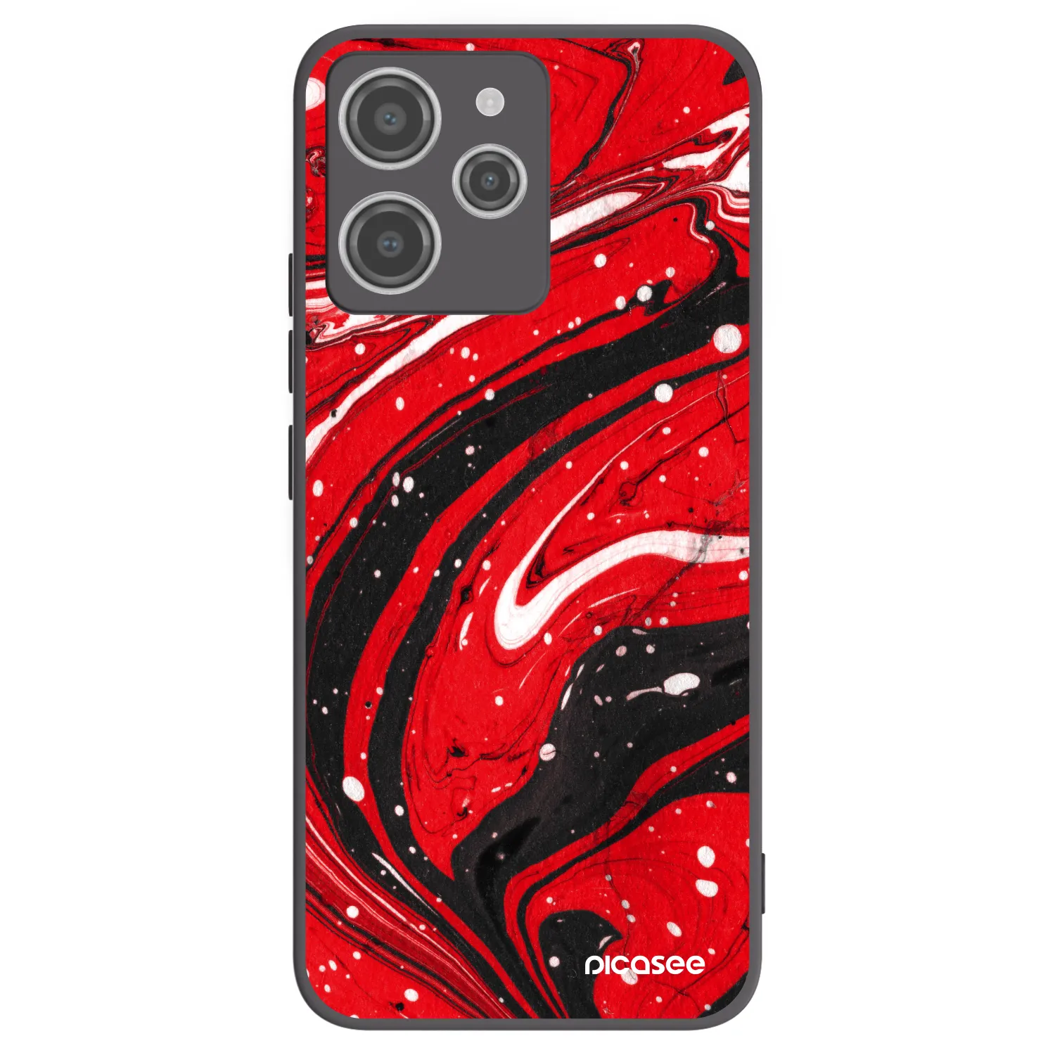Picasee silikonowe czarne etui na Xiaomi Redmi 12 4G - Red black