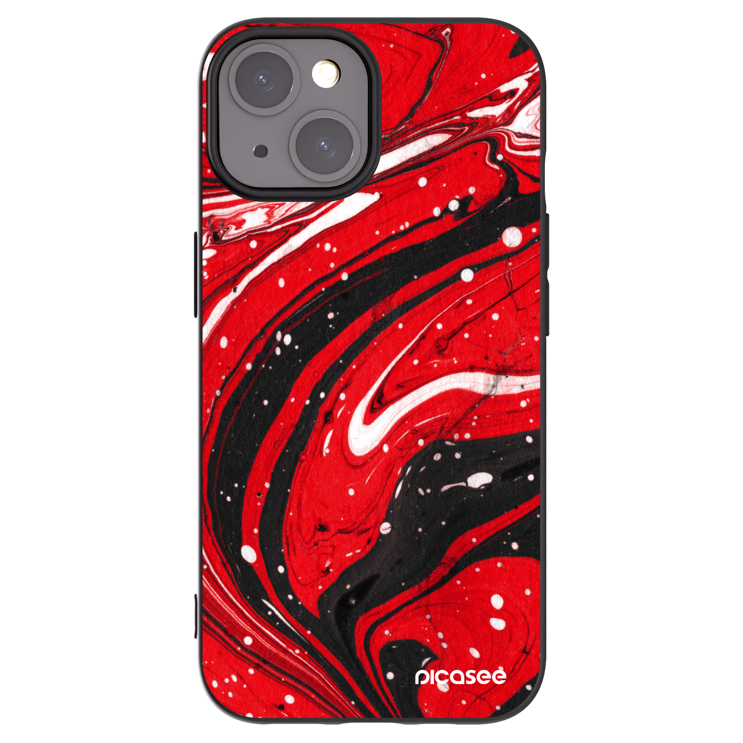 Picasee silikonowe czarne etui na Apple iPhone 15 - Red black