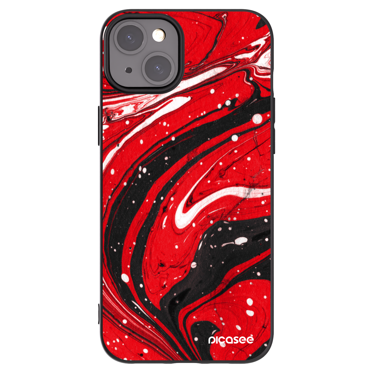 Picasee silikonowe czarne etui na Apple iPhone 15 Plus - Red black
