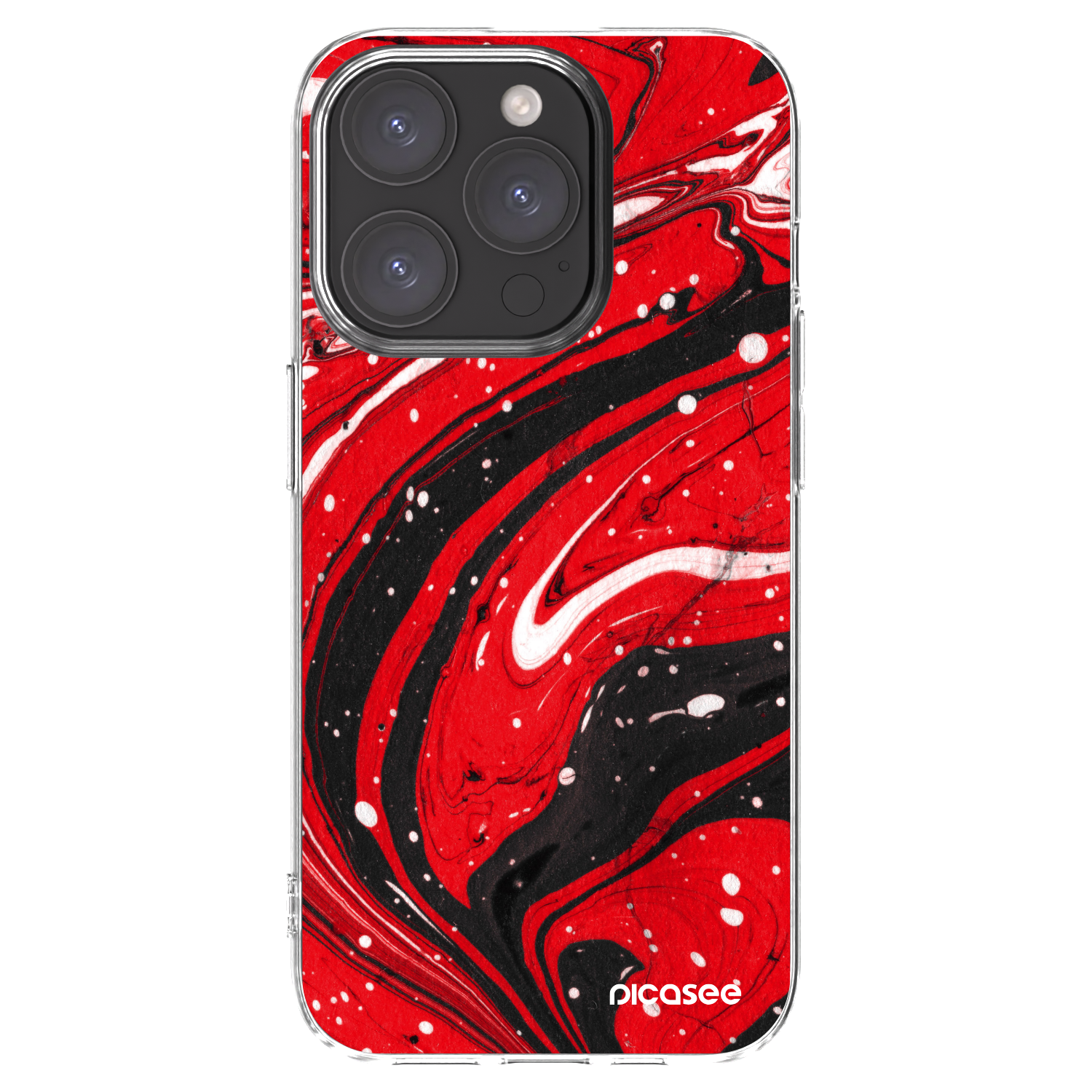 Picasee silikonowe przeźroczyste etui na Apple iPhone 15 Pro - Red black