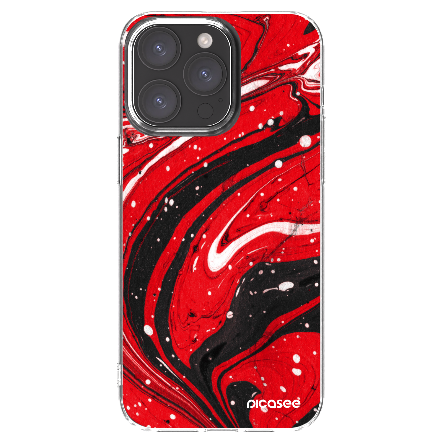 Picasee silikonowe przeźroczyste etui na Apple iPhone 15 Pro Max - Red black