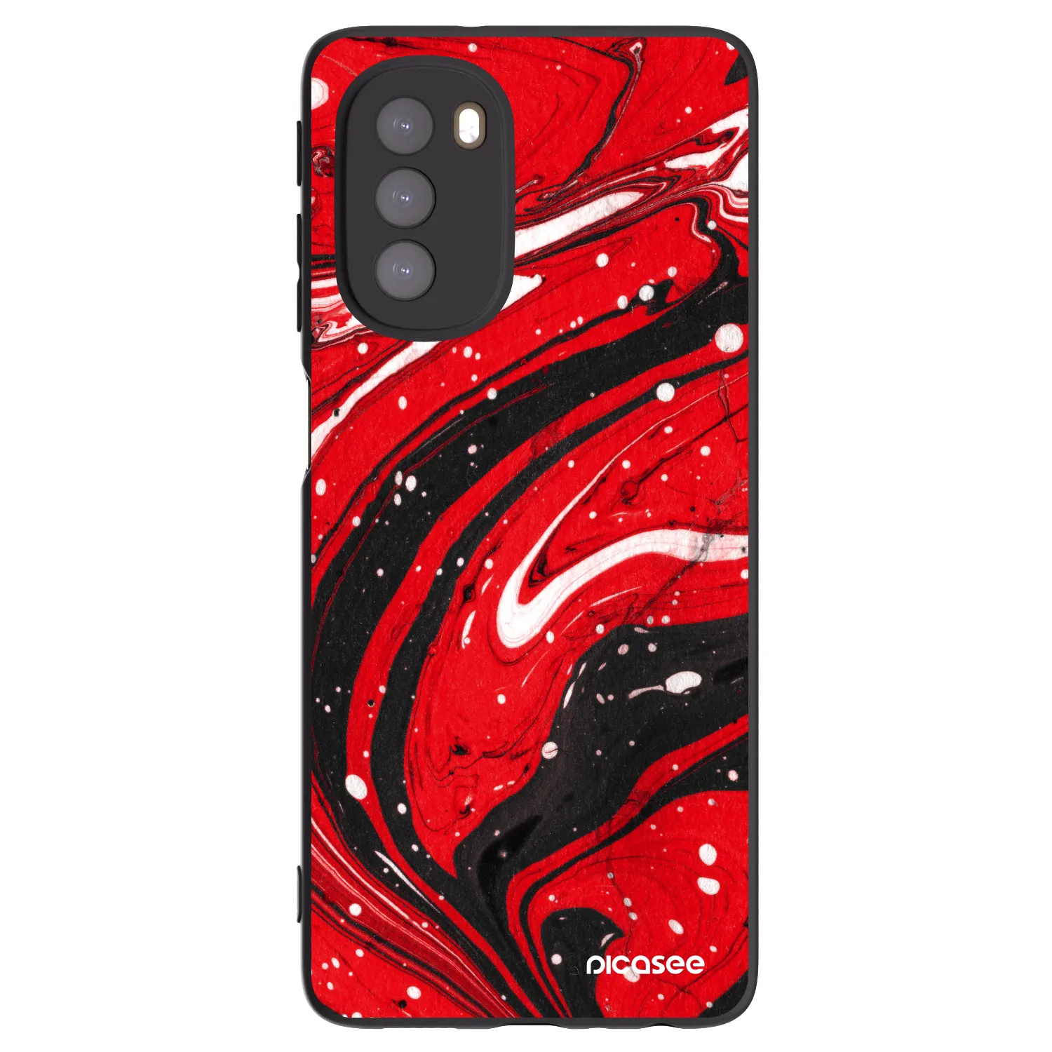 Picasee silikonowe czarne etui na Motorola Moto G51 - Red black