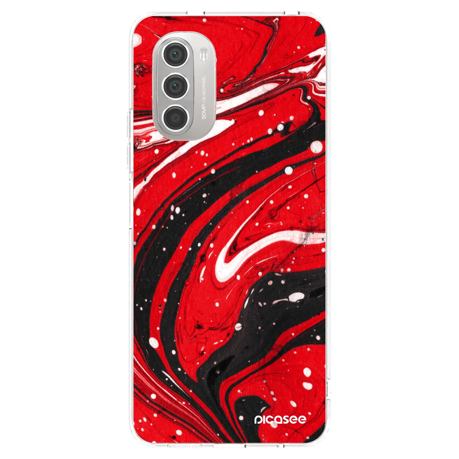 Picasee silikonowe przeźroczyste etui na Motorola Moto G51 - Red black