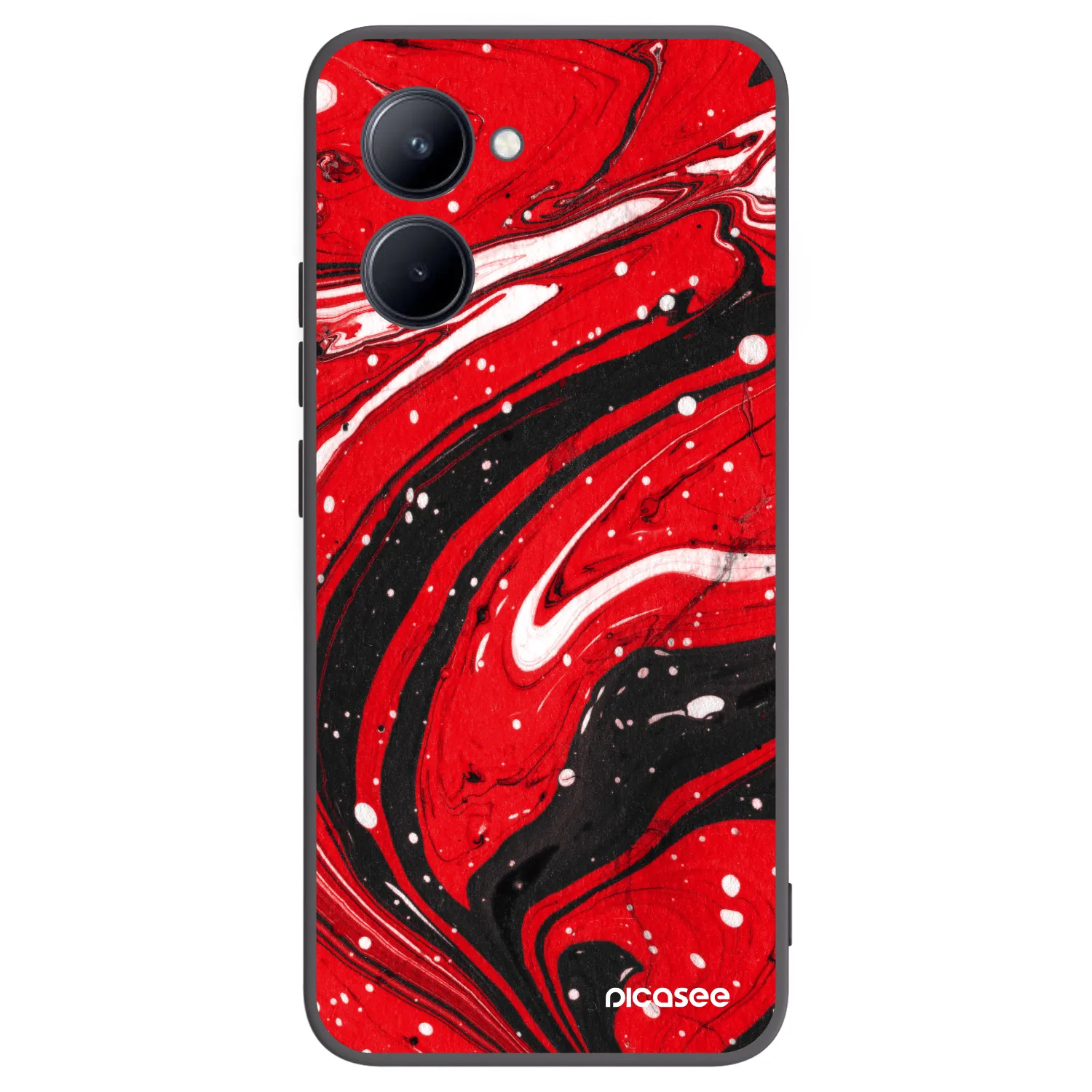 Picasee silikonowe czarne etui na Realme C33 (2023) - Red black