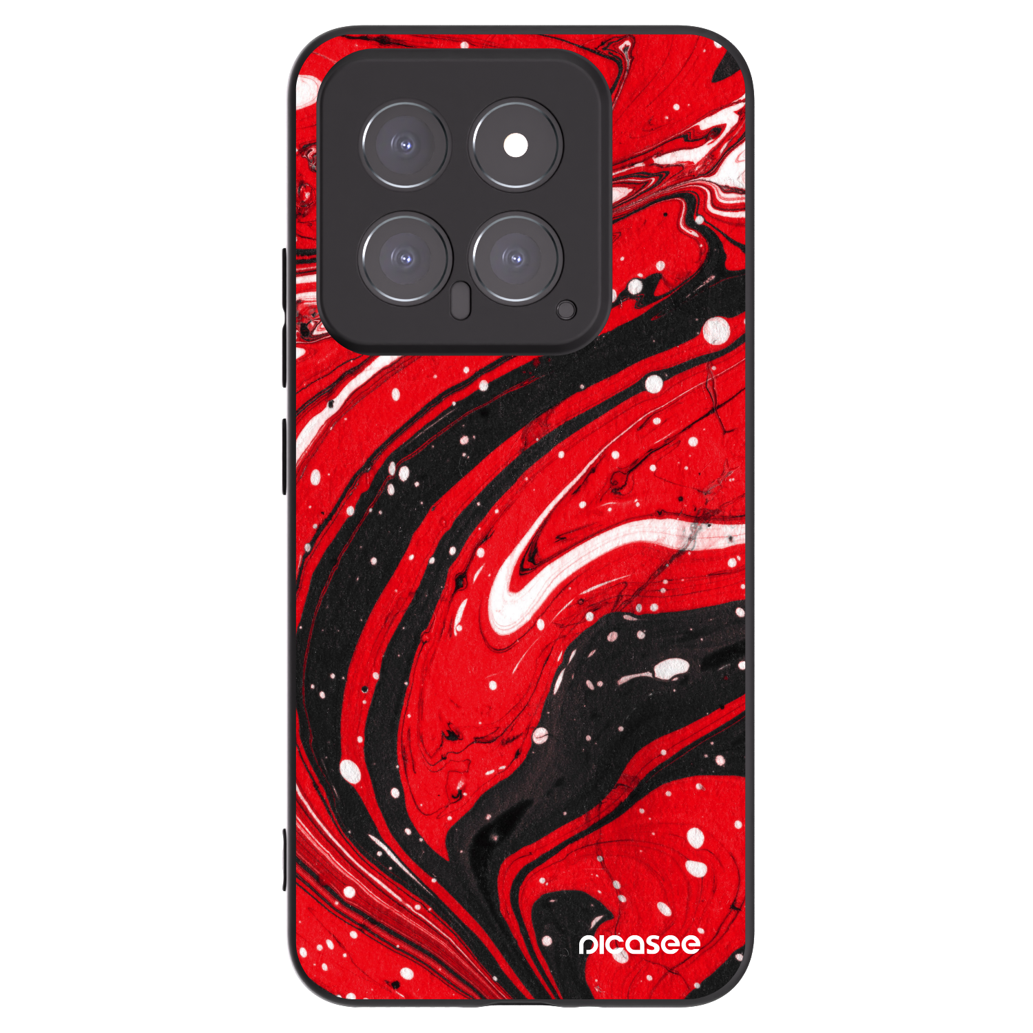 Picasee silikonowe czarne etui na Xiaomi 14 - Red black