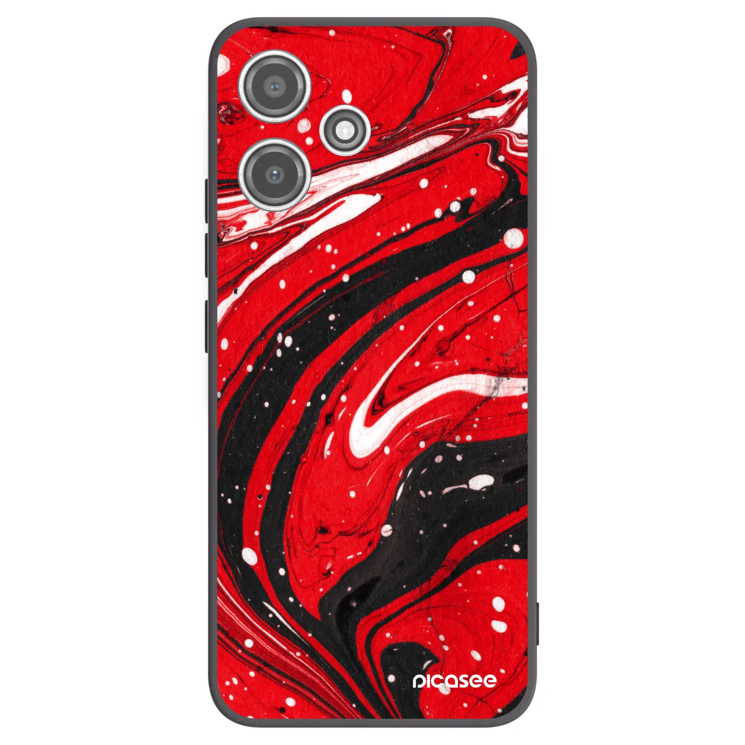 Picasee silikonowe czarne etui na Xiaomi Redmi 12 5G - Red black