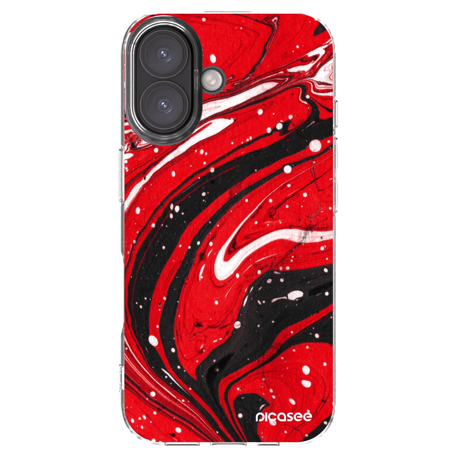 Picasee silikonowe przeźroczyste etui na Apple iPhone 16 - Red black