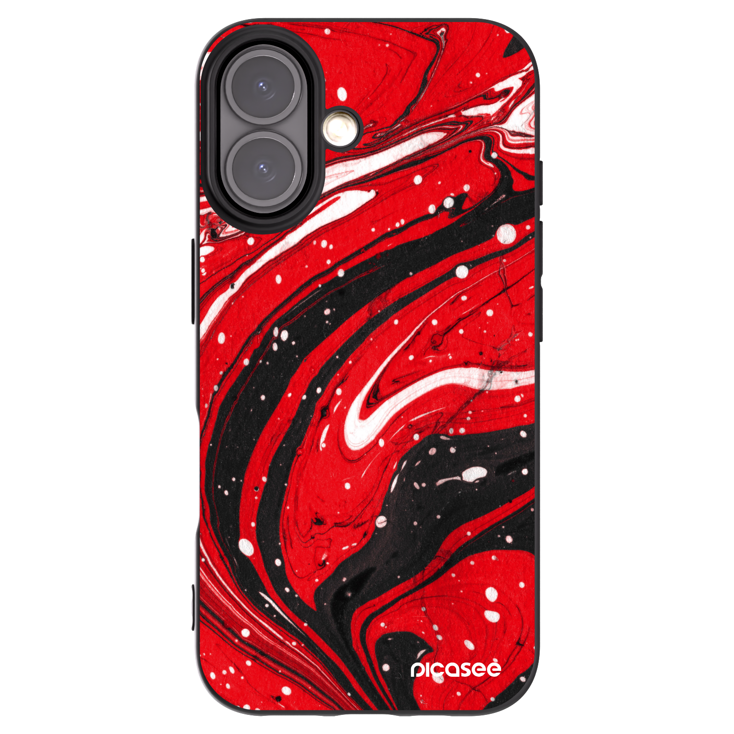 Picasee silikonowe czarne etui na Apple iPhone 16 - Red black