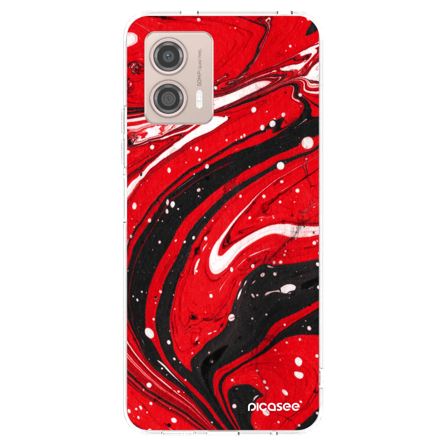 Picasee silikonowe przeźroczyste etui na Motorola Moto G53 5G - Red black