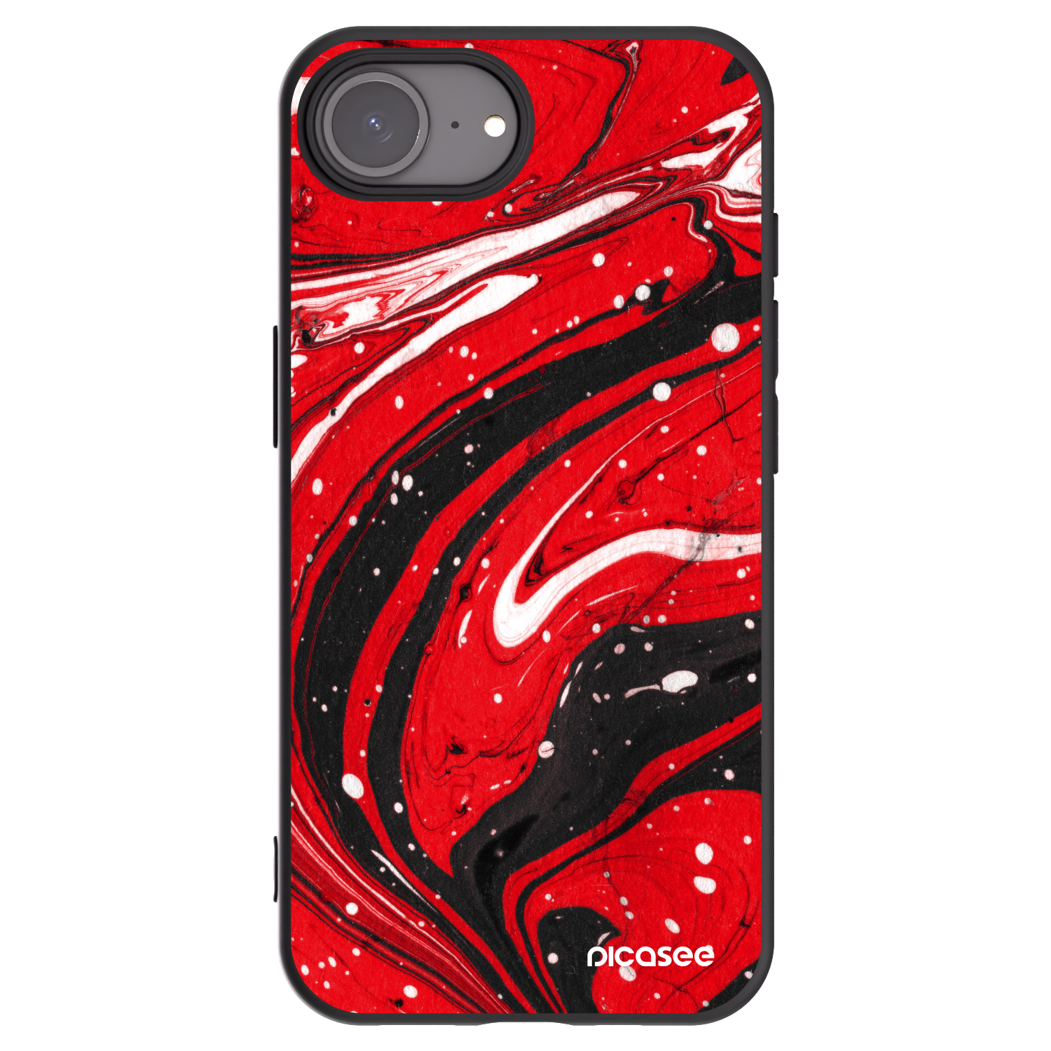 Picasee silikonowe czarne etui na Apple iPhone 16e - Red black