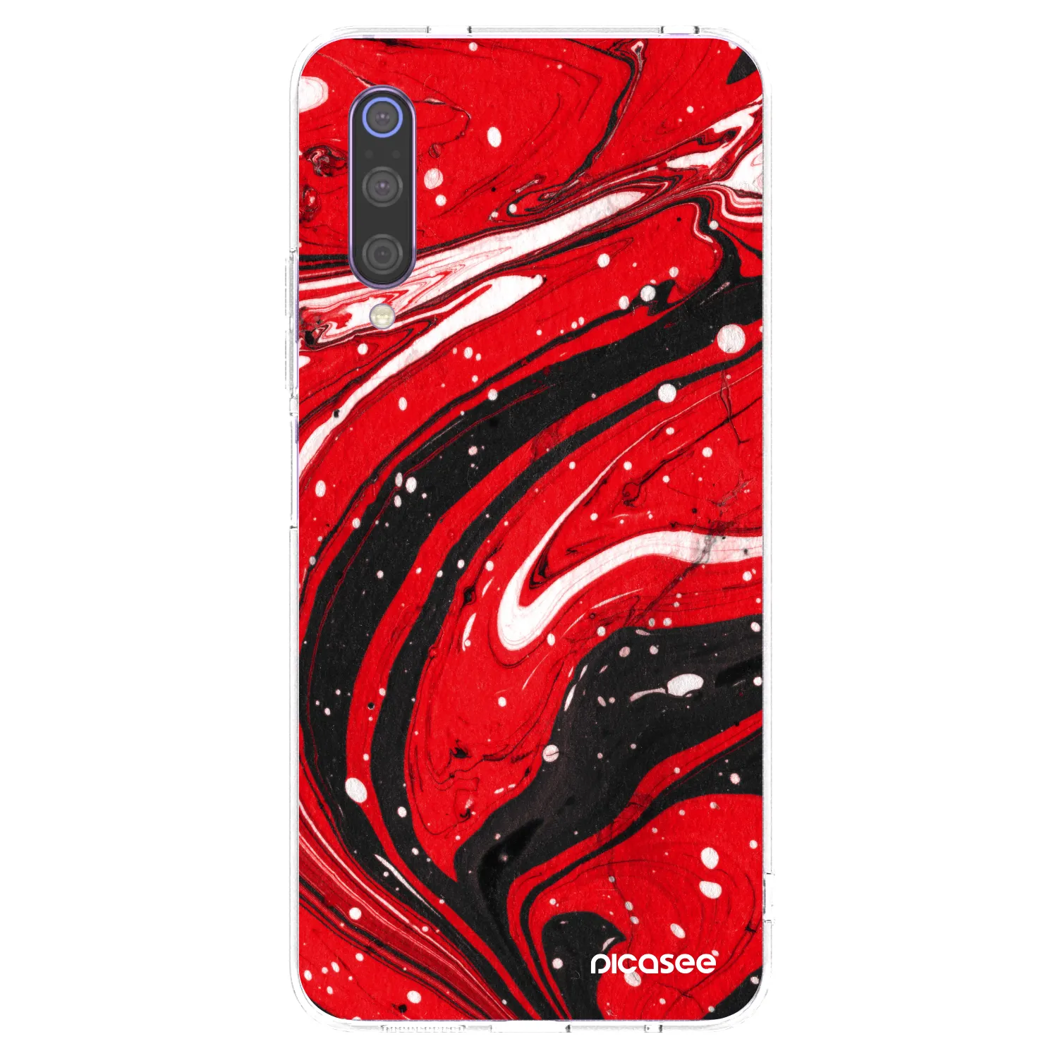 Picasee silikonowe przeźroczyste etui na Xiaomi Mi 9 - Red black
