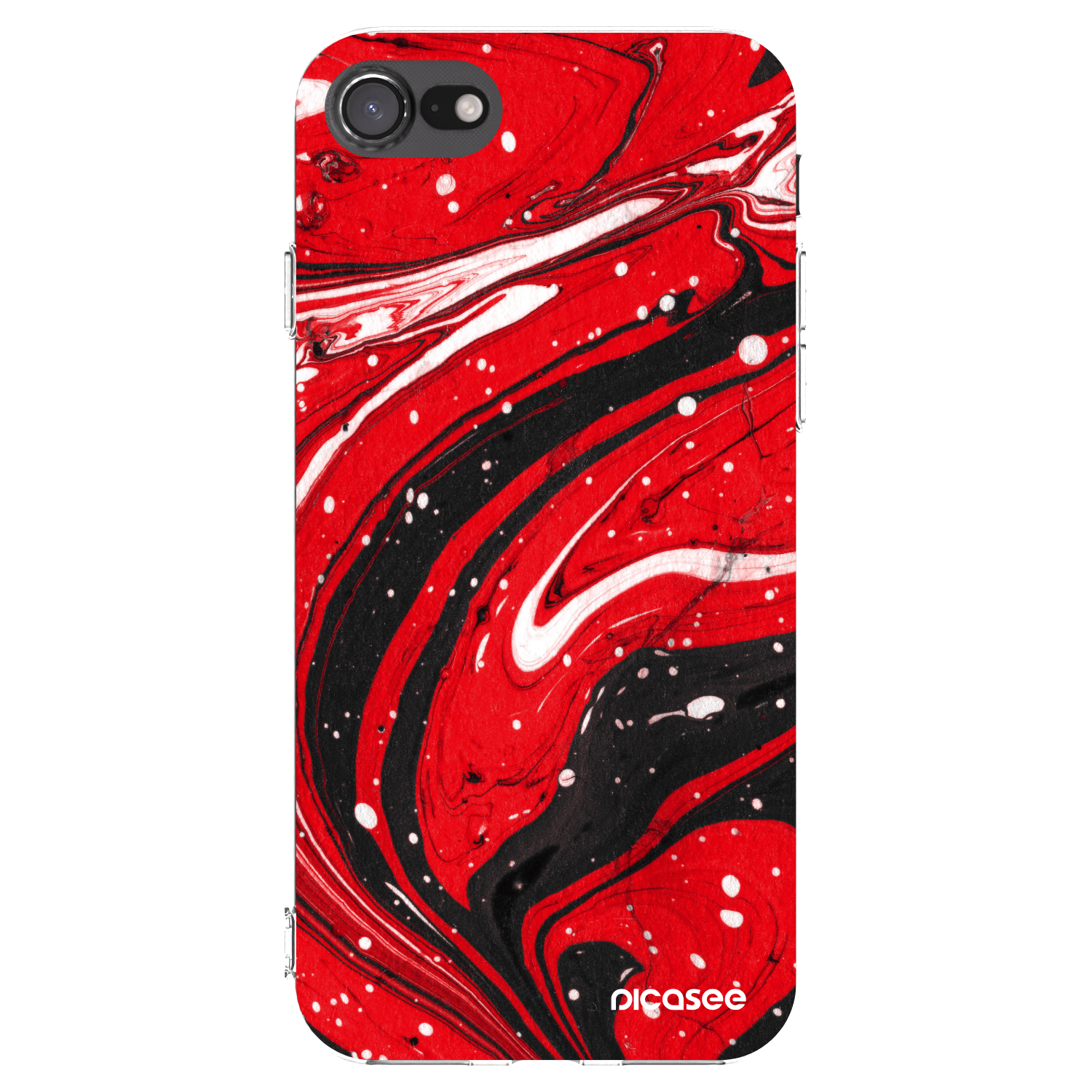 Picasee silikonowe przeźroczyste etui na Apple iPhone 7 - Red black