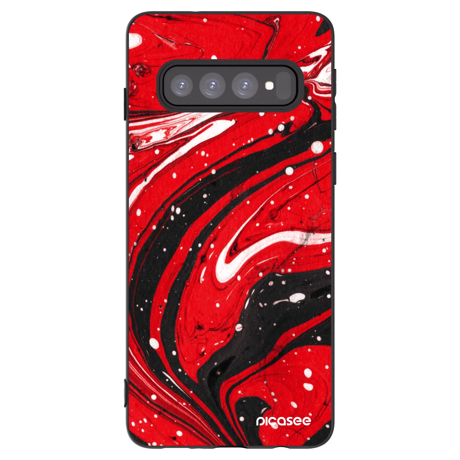 Picasee silikonowe czarne etui na Samsung Galaxy S10 G973 - Red black