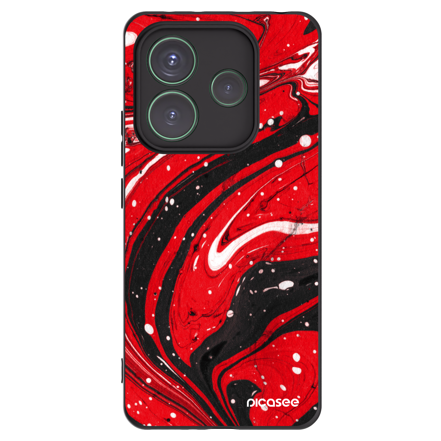 Picasee silikonowe czarne etui na Xiaomi Redmi Note 14 5G - Red black