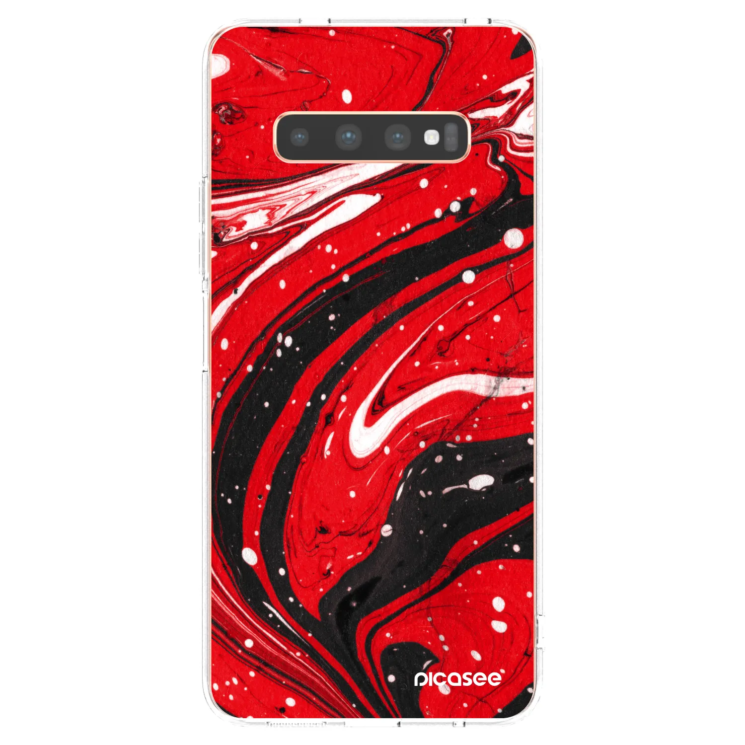 Picasee silikonowe przeźroczyste etui na Samsung Galaxy S10 Plus G975 - Red black