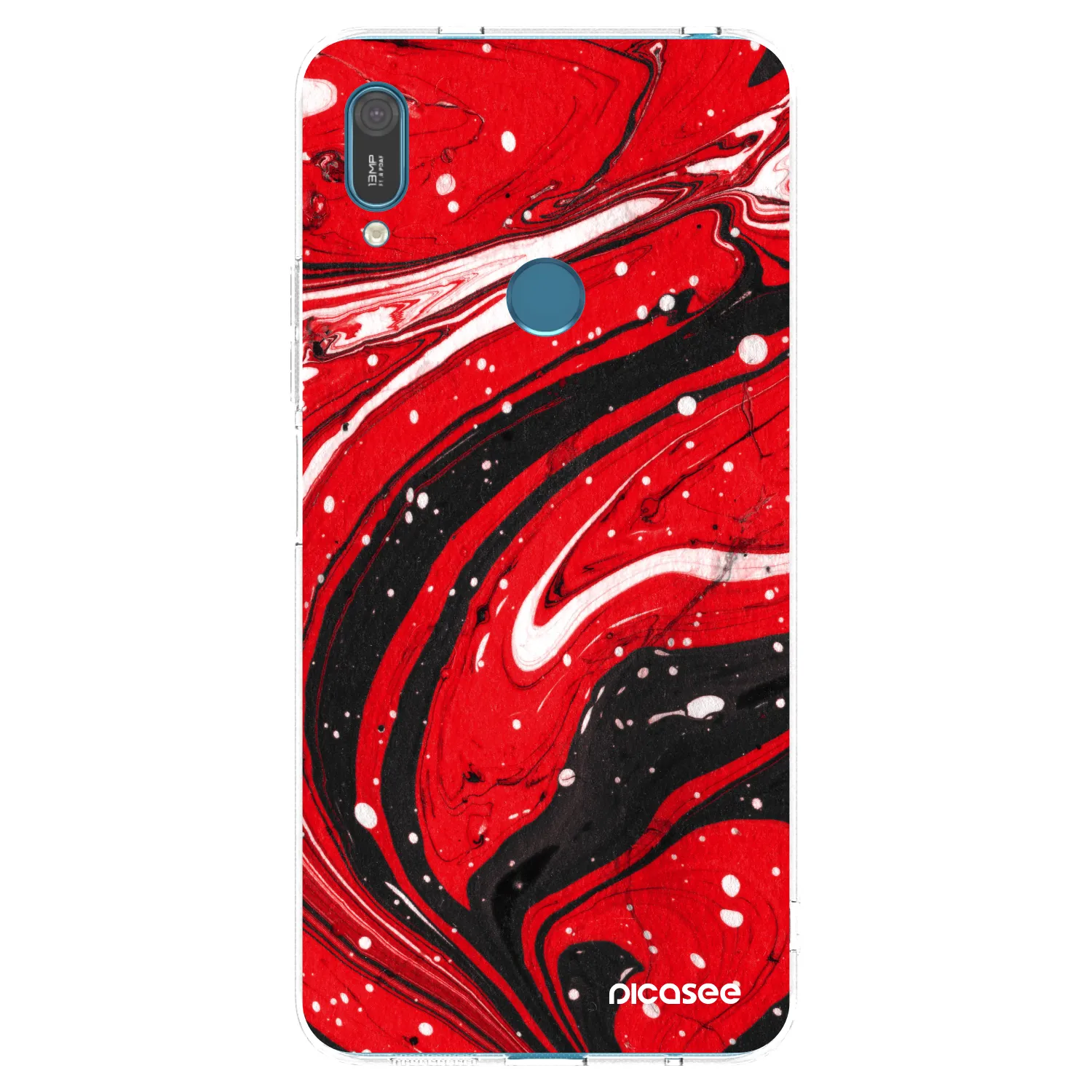 Picasee silikonowe przeźroczyste etui na Huawei Y7 2019 - Red black