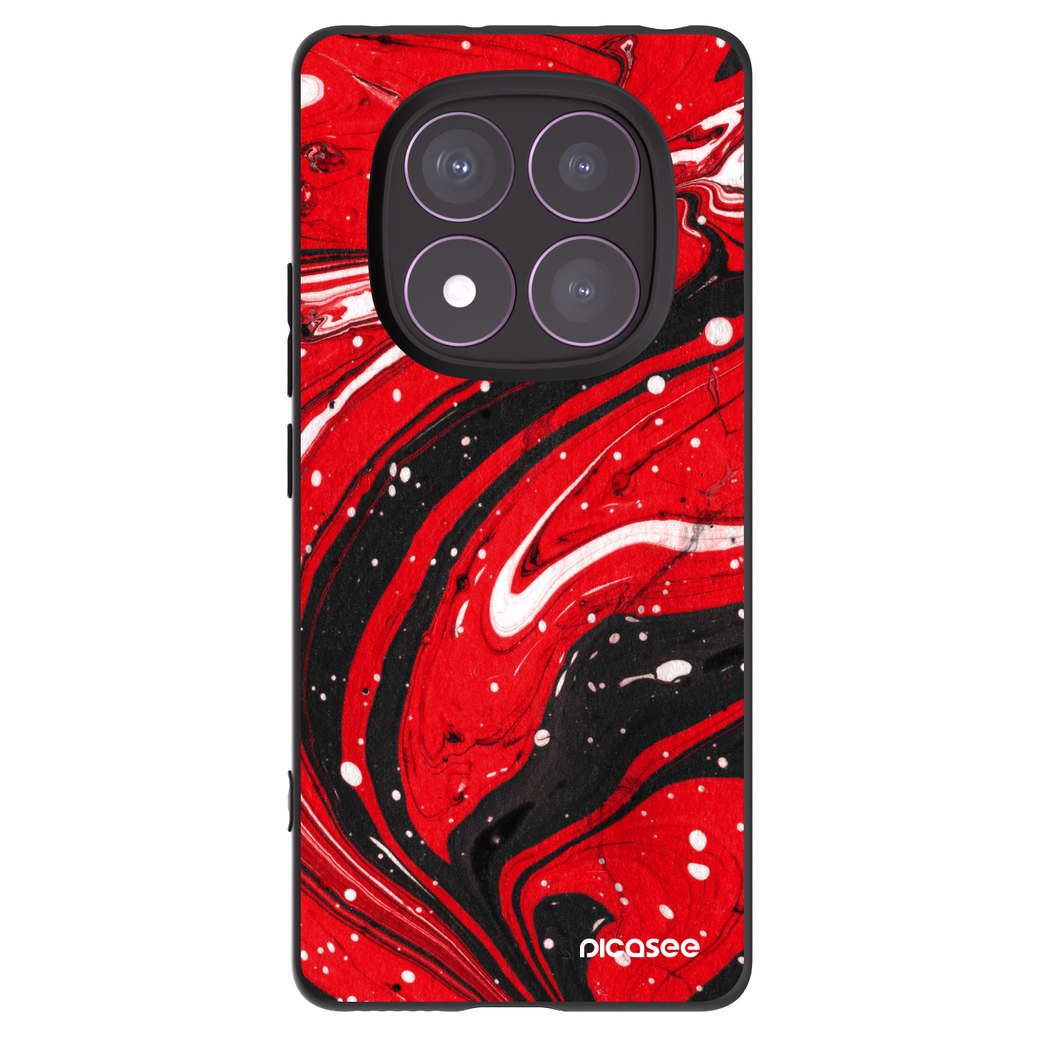Picasee silikonowe czarne etui na Xiaomi Redmi Note 14 Pro 4G - Red black