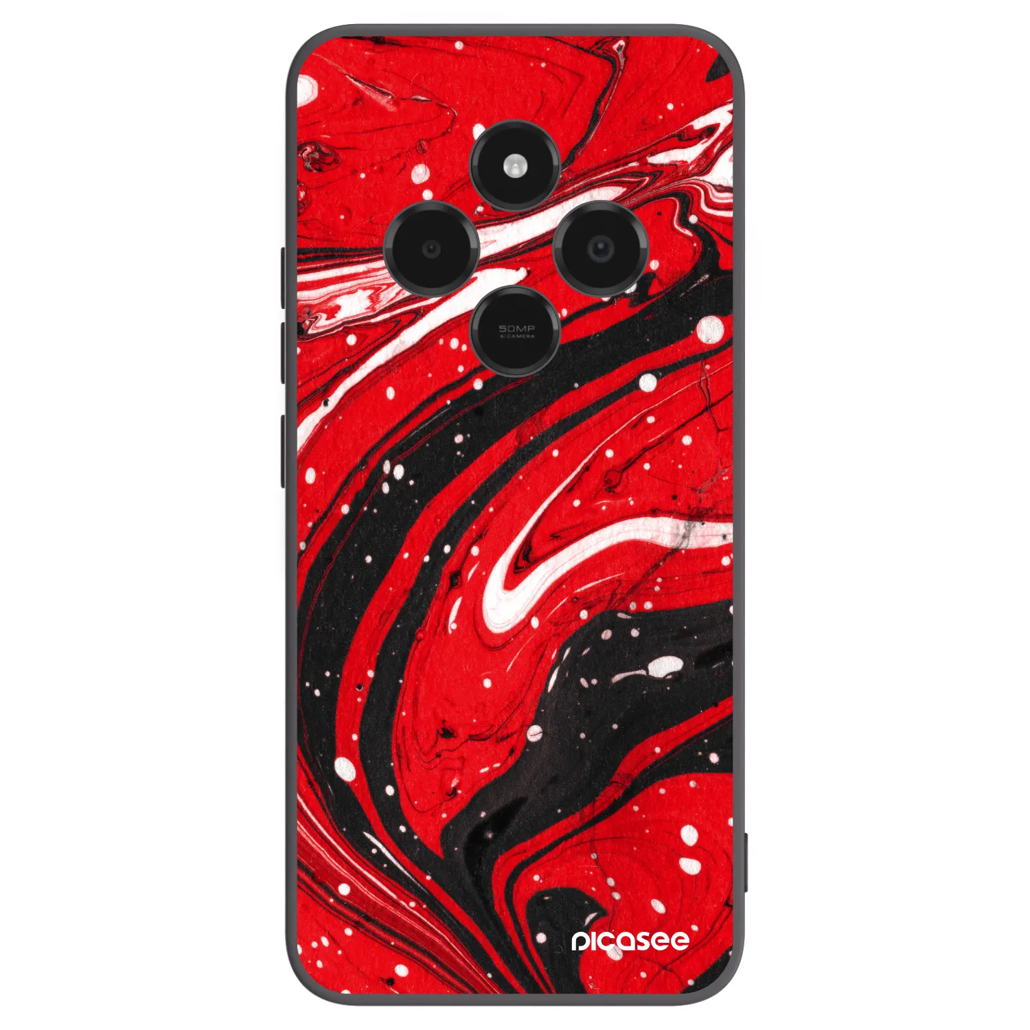 Picasee silikonowe czarne etui na Xiaomi Poco C75 - Red black