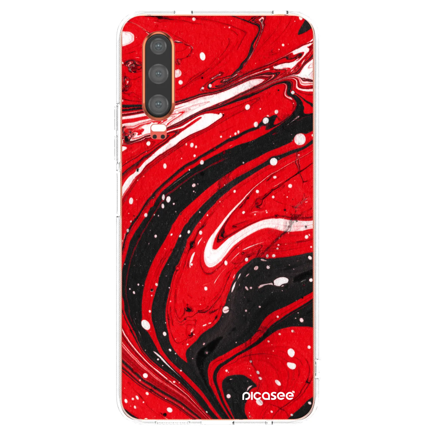 Picasee silikonowe przeźroczyste etui na Huawei P30 - Red black