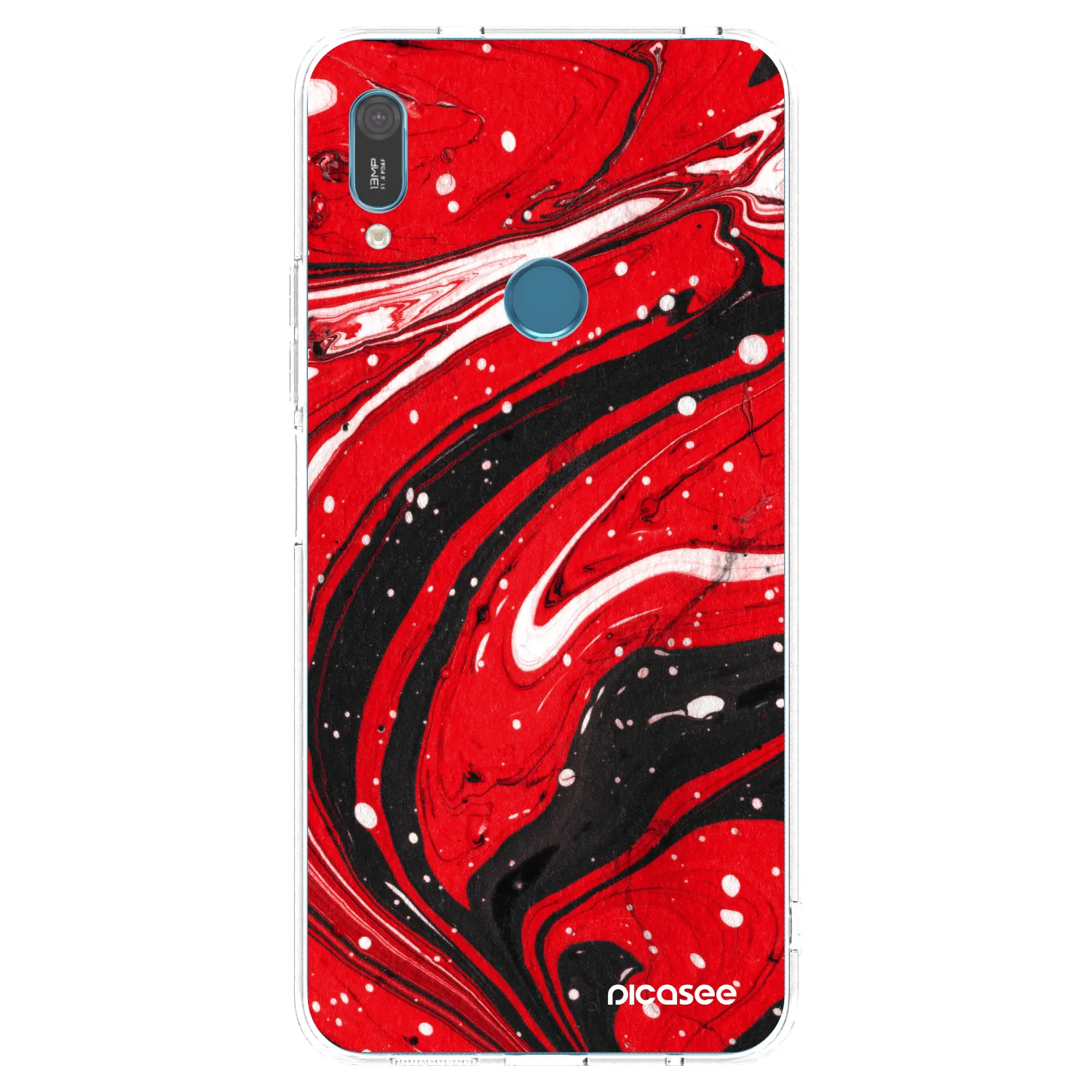 Picasee silikonowe przeźroczyste etui na Huawei Y6 2019 - Red black