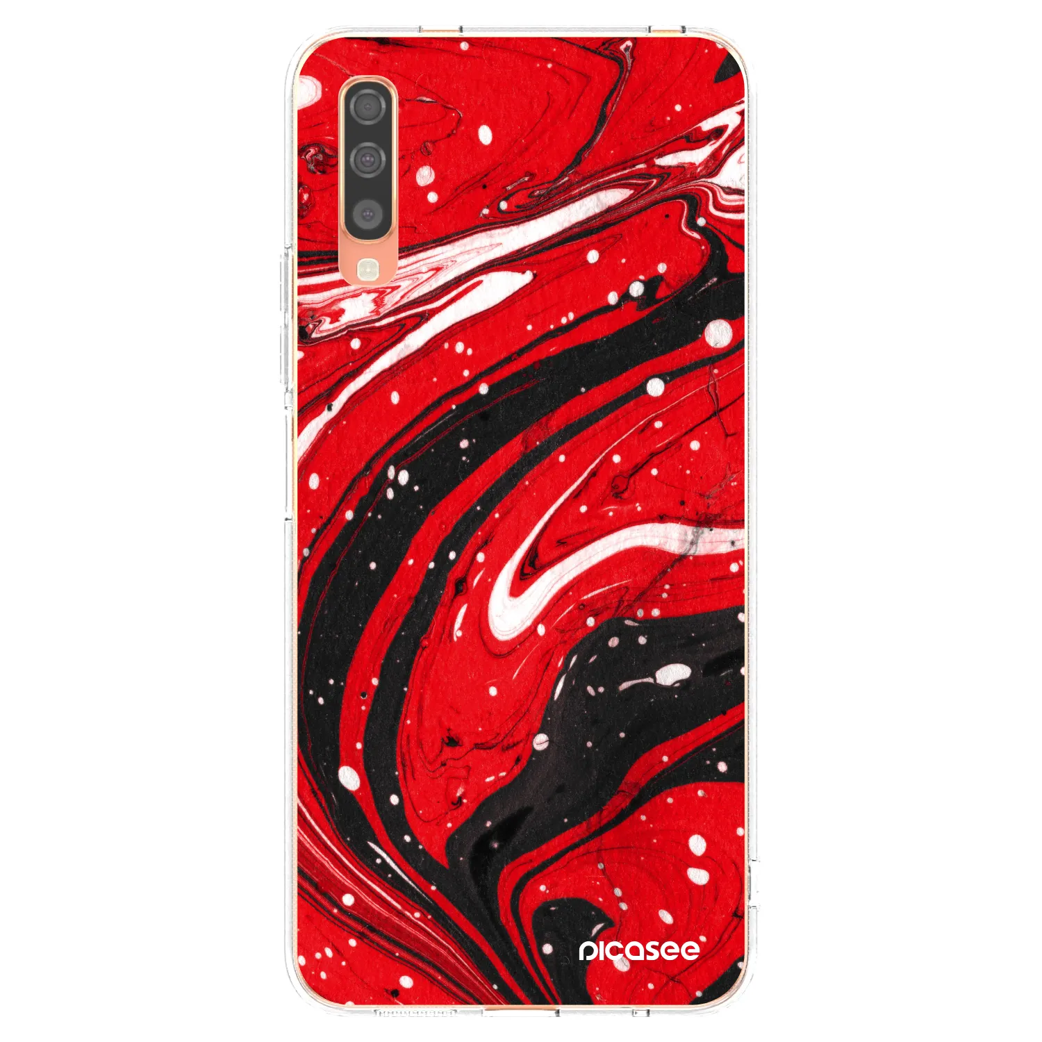Picasee silikonowe przeźroczyste etui na Samsung Galaxy A70 A705F - Red black