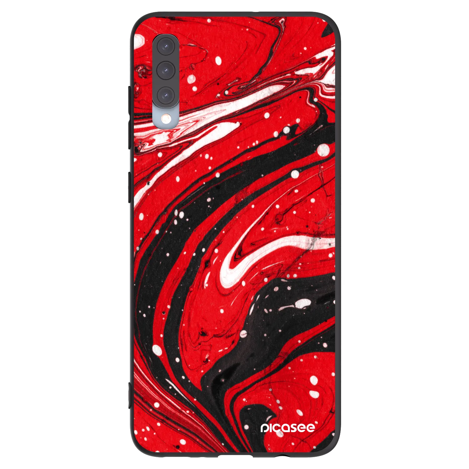 Picasee silikonowe czarne etui na Samsung Galaxy A70 A705F - Red black