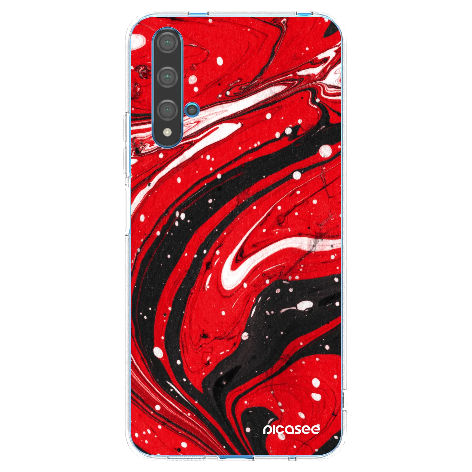 Picasee silikonowe przeźroczyste etui na Huawei Nova 5T - Red black