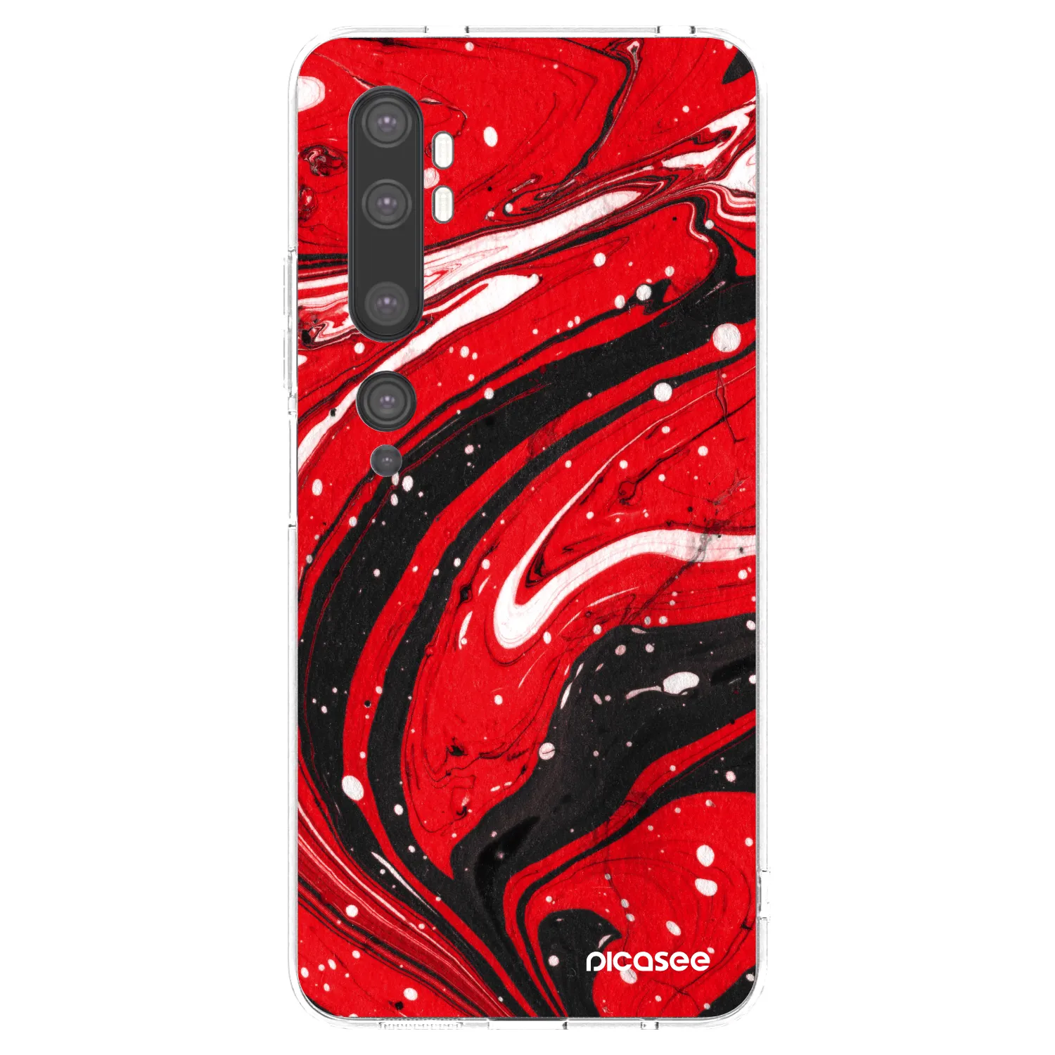 Picasee silikonowe przeźroczyste etui na Xiaomi Mi Note 10 (Pro) - Red black