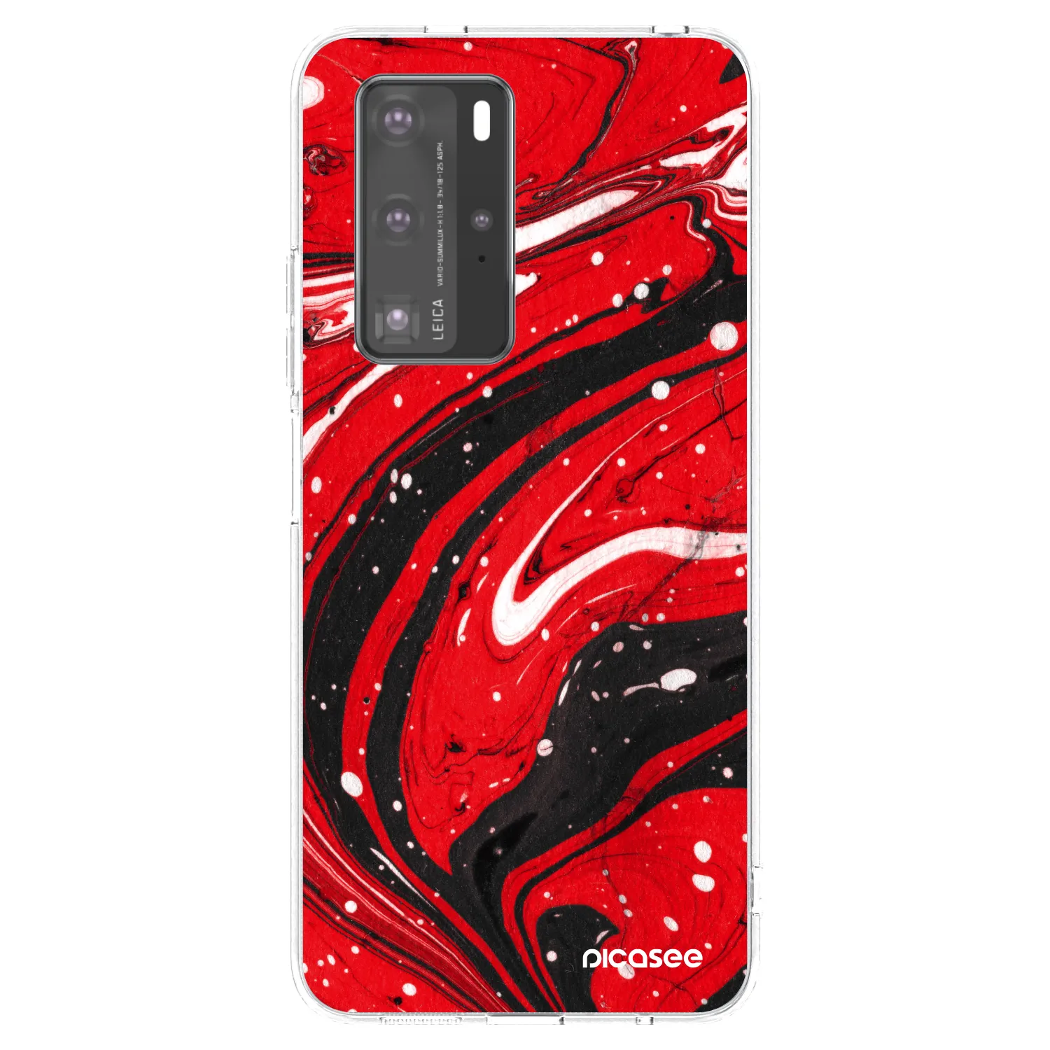 Picasee silikonowe przeźroczyste etui na Huawei P40 Pro - Red black