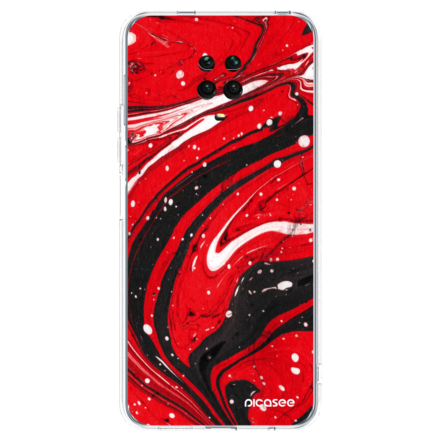 Picasee silikonowe przeźroczyste etui na Xiaomi Redmi Note 9 Pro - Red black