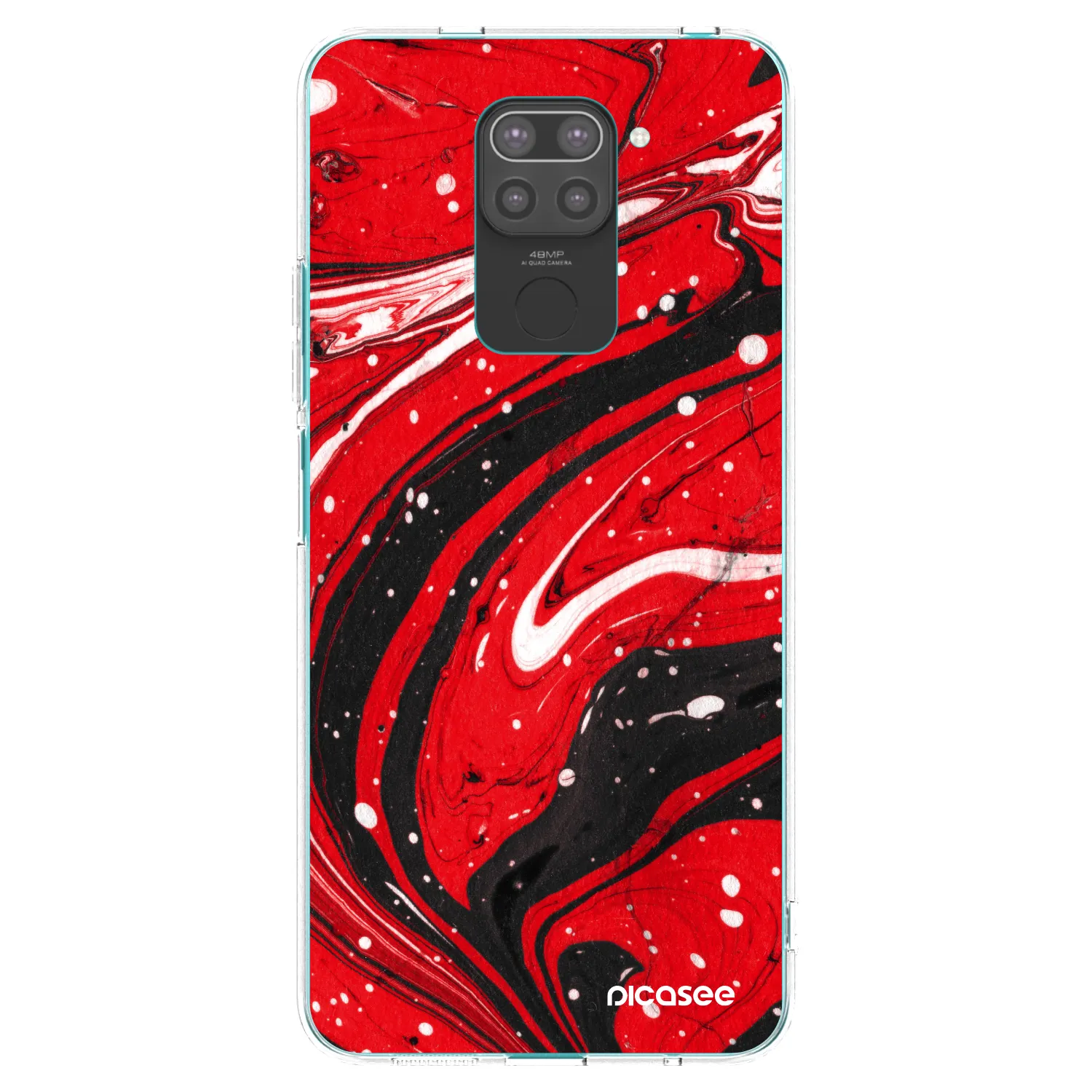 Picasee silikonowe czarne etui na Xiaomi Redmi Note 9 - Red black