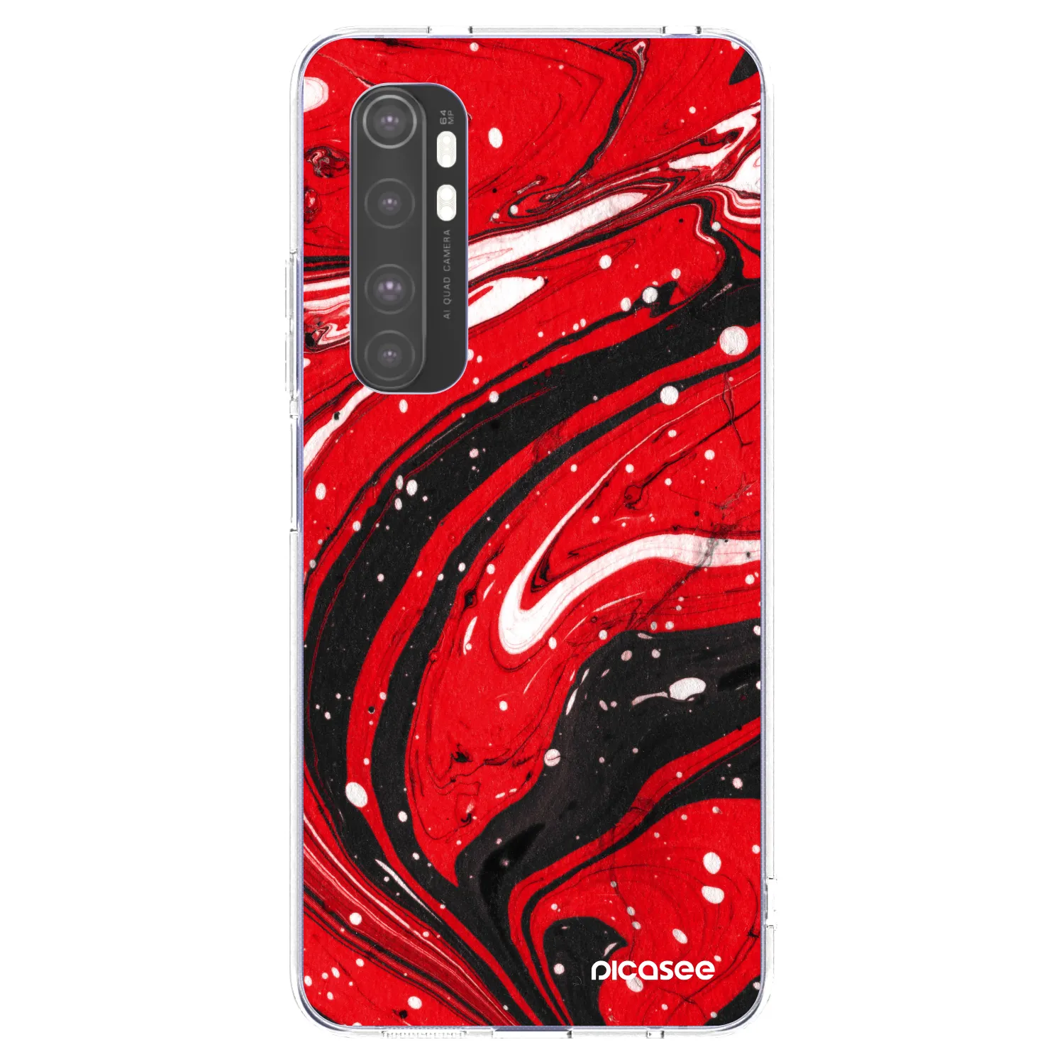 Picasee silikonowe przeźroczyste etui na Xiaomi Mi Note 10 Lite - Red black