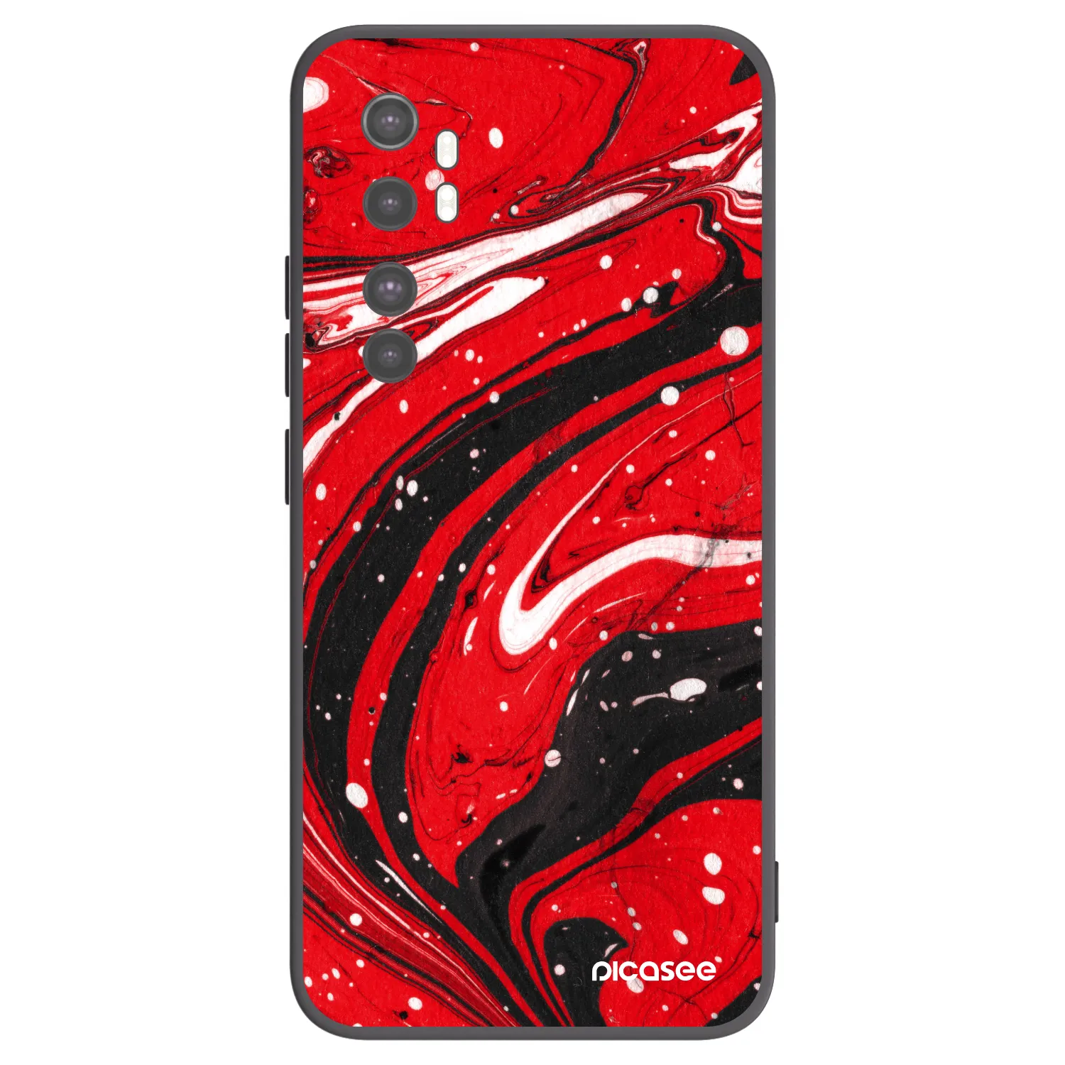 Picasee silikonowe czarne etui na Xiaomi Mi Note 10 Lite - Red black