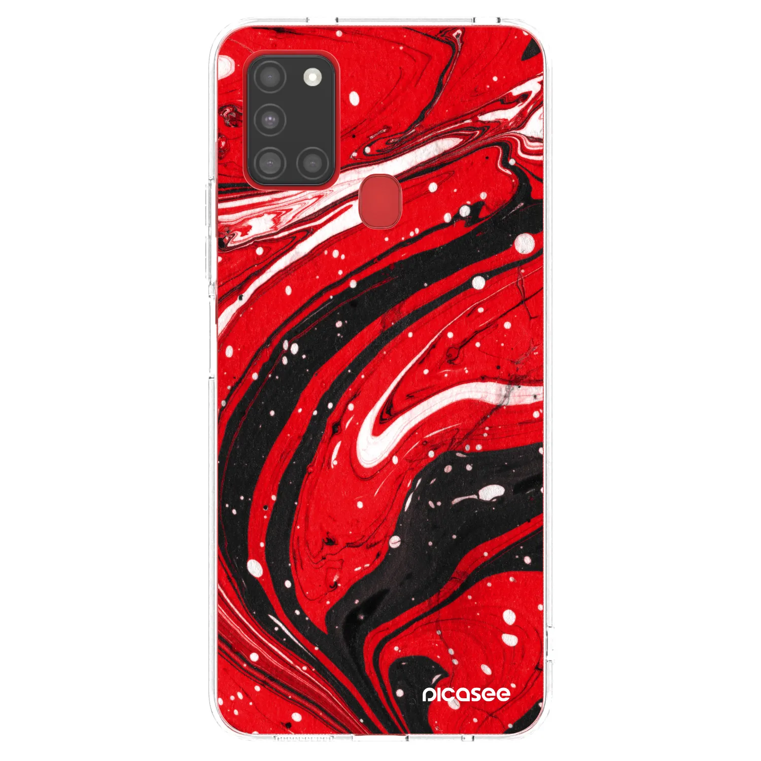 Picasee silikonowe przeźroczyste etui na Samsung Galaxy A21s - Red black