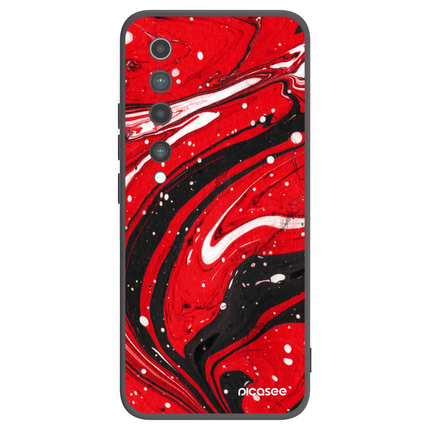 Picasee silikonowe czarne etui na Xiaomi Mi 10 - Red black