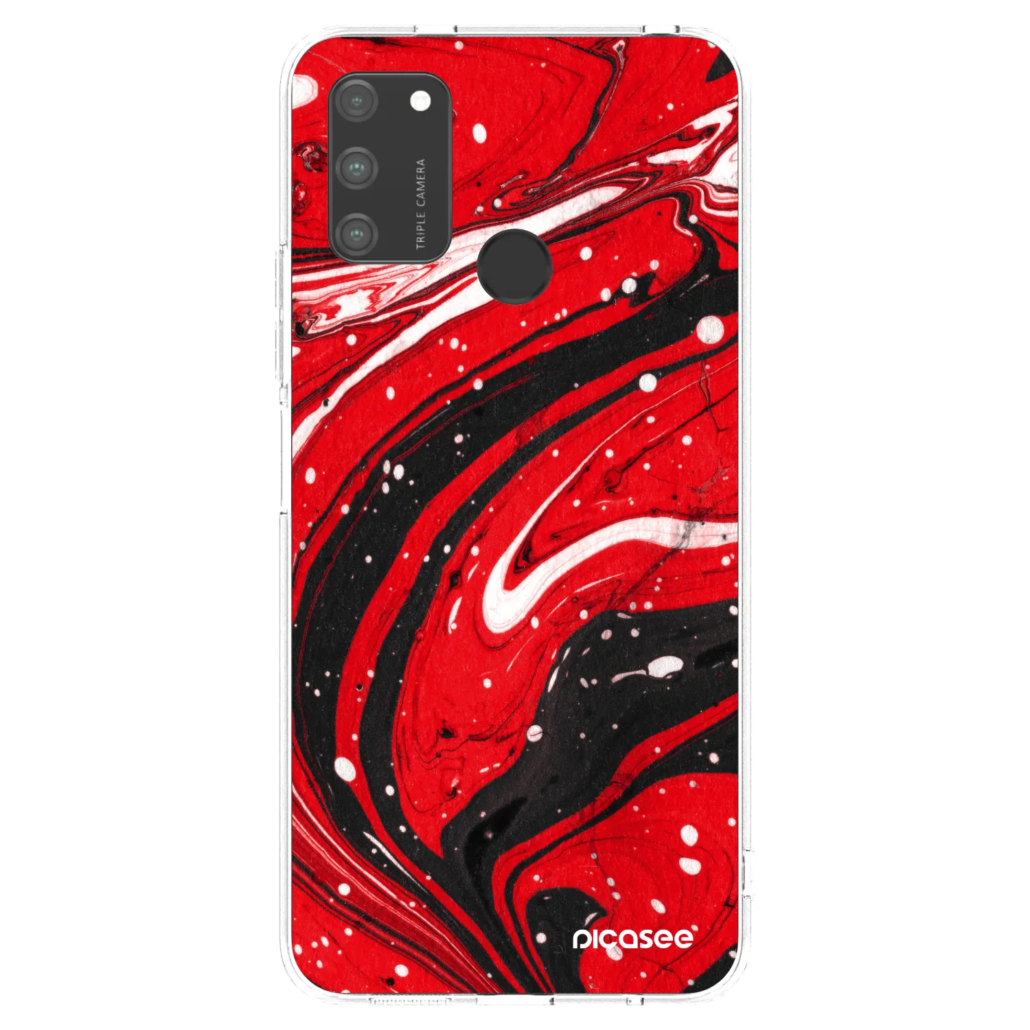 Picasee silikonowe przeźroczyste etui na Honor 9A - Red black