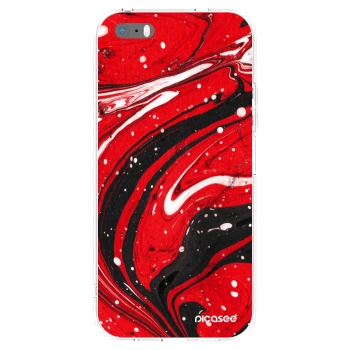 Picasee silikonowe przeźroczyste etui na Apple iPhone 5/5S/SE - Red black