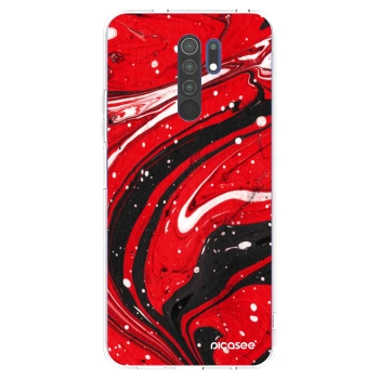Picasee silikonowe przeźroczyste etui na Xiaomi Redmi 9 - Red black
