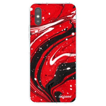 Picasee silikonowe przeźroczyste etui na Xiaomi Redmi 9A - Red black
